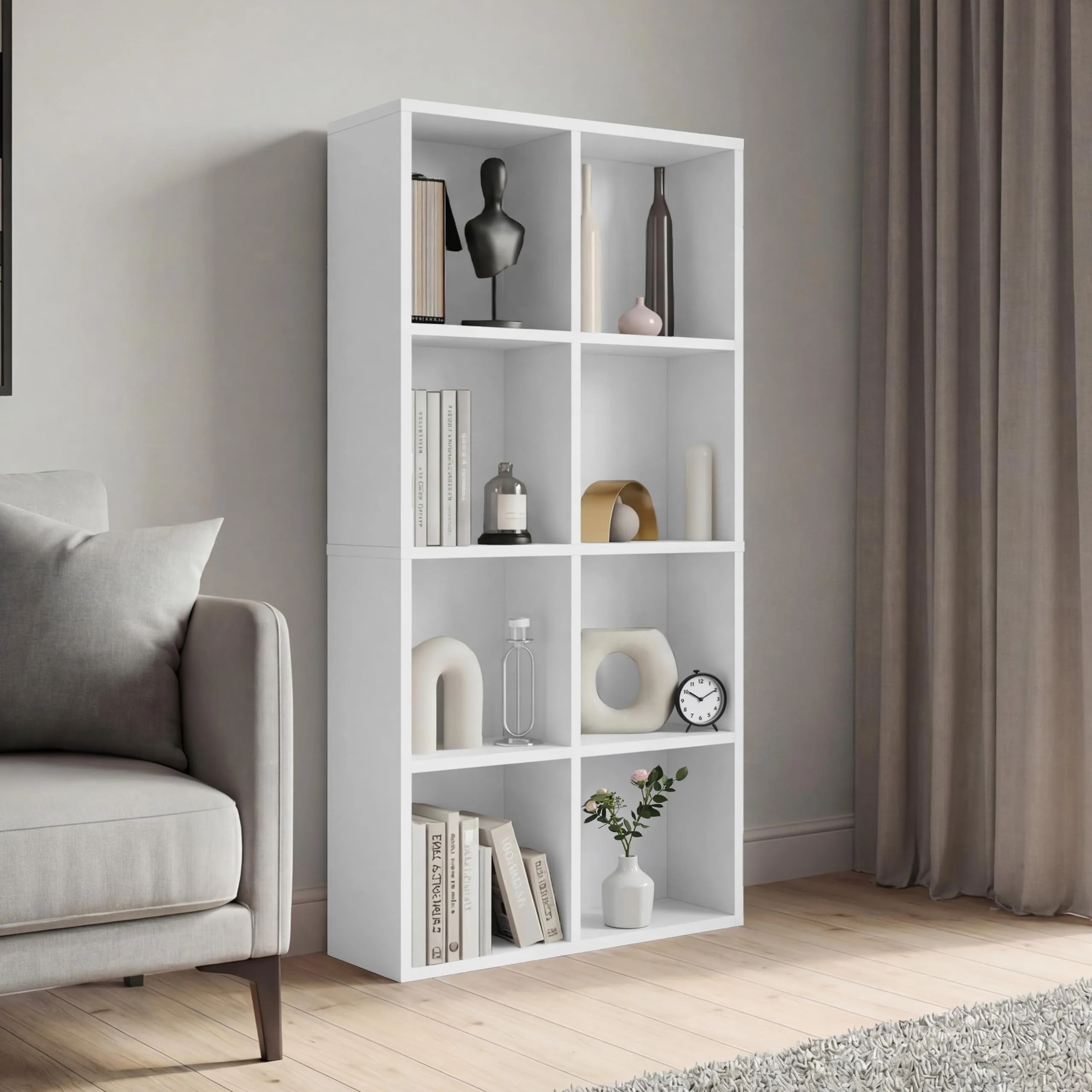 Vida Designs Mobiletto a 8 cubi, legno, bianco - immagine 1