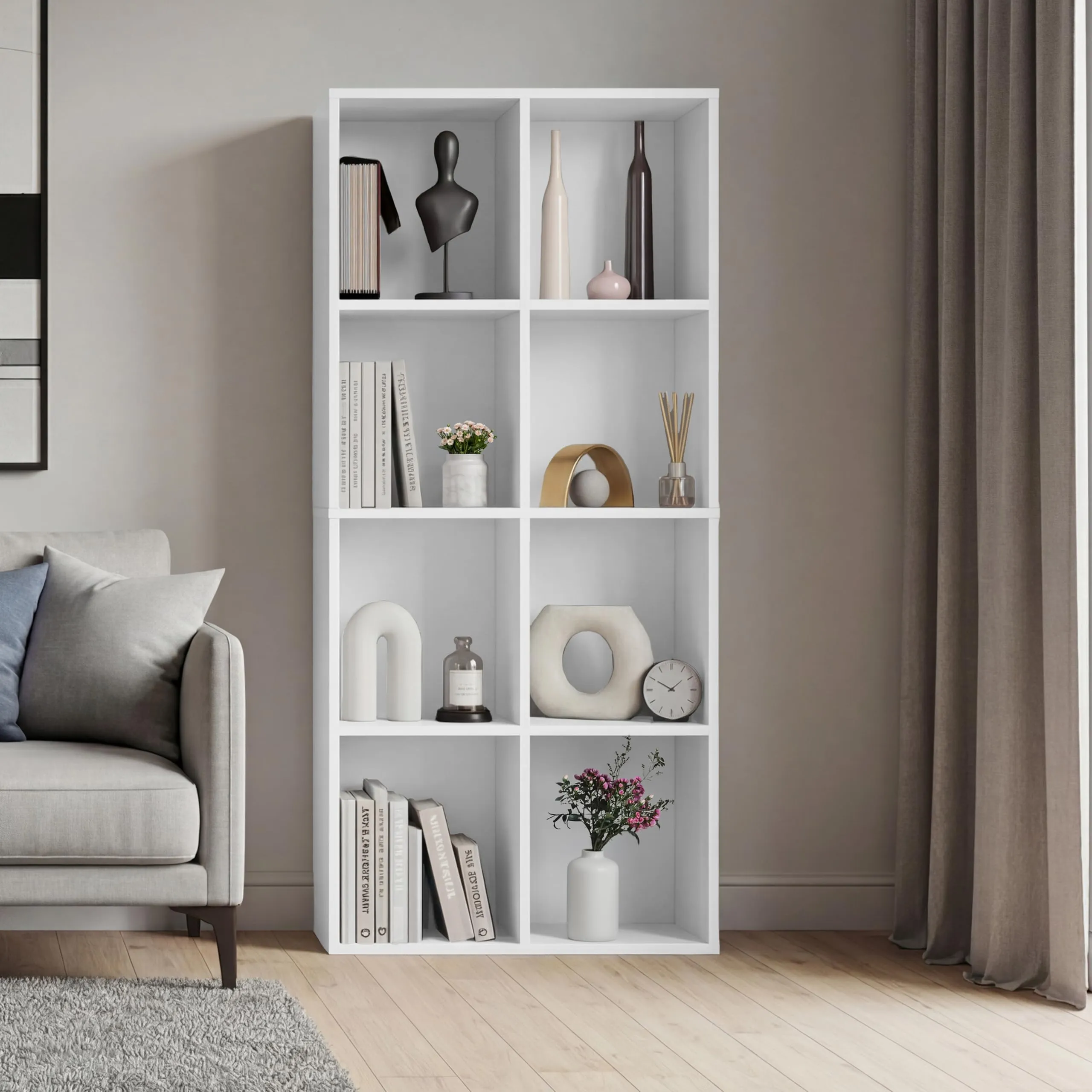 Vida Designs Mobiletto a 8 cubi, legno, bianco - immagine 2