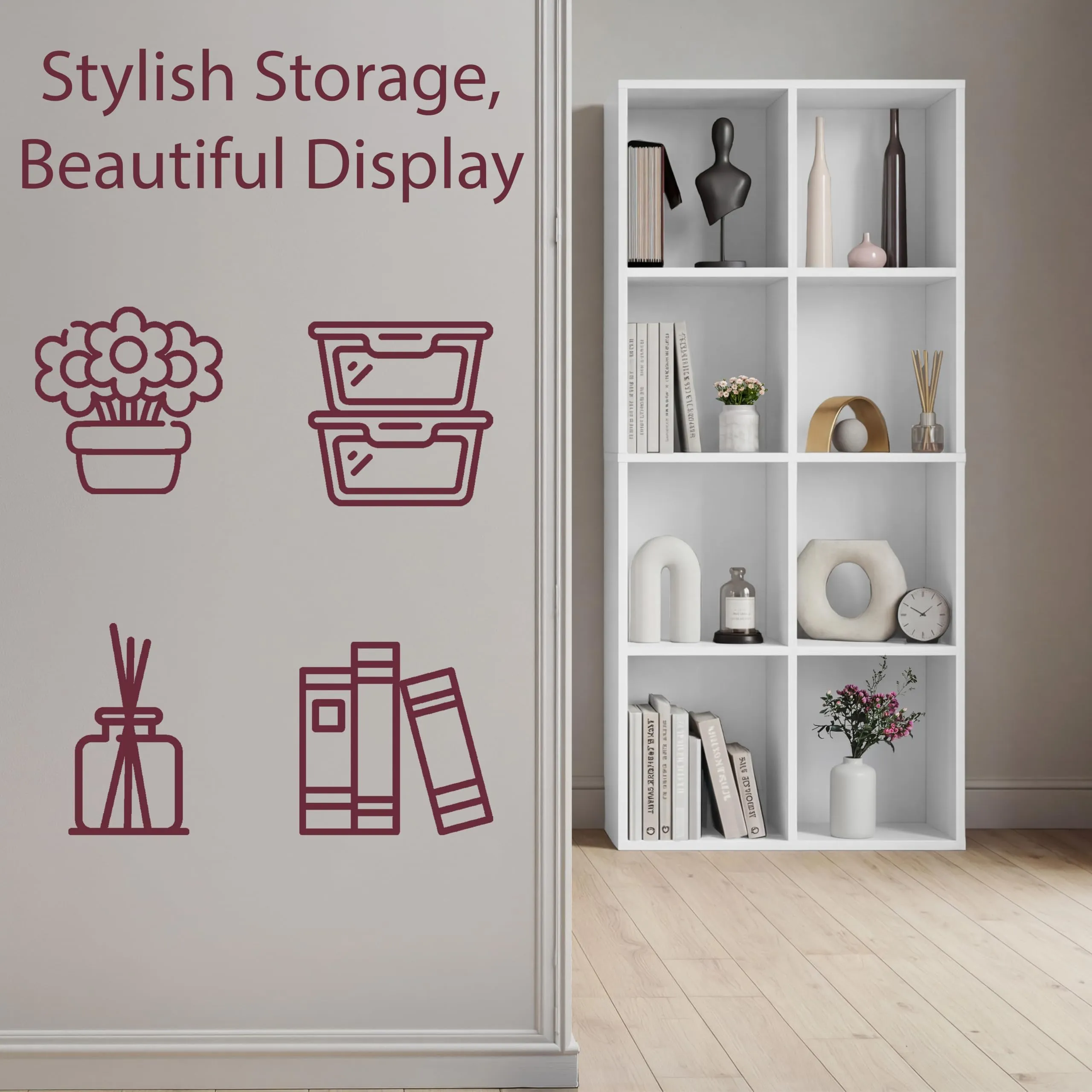 Vida Designs Mobiletto a 8 cubi, legno, bianco - immagine 4