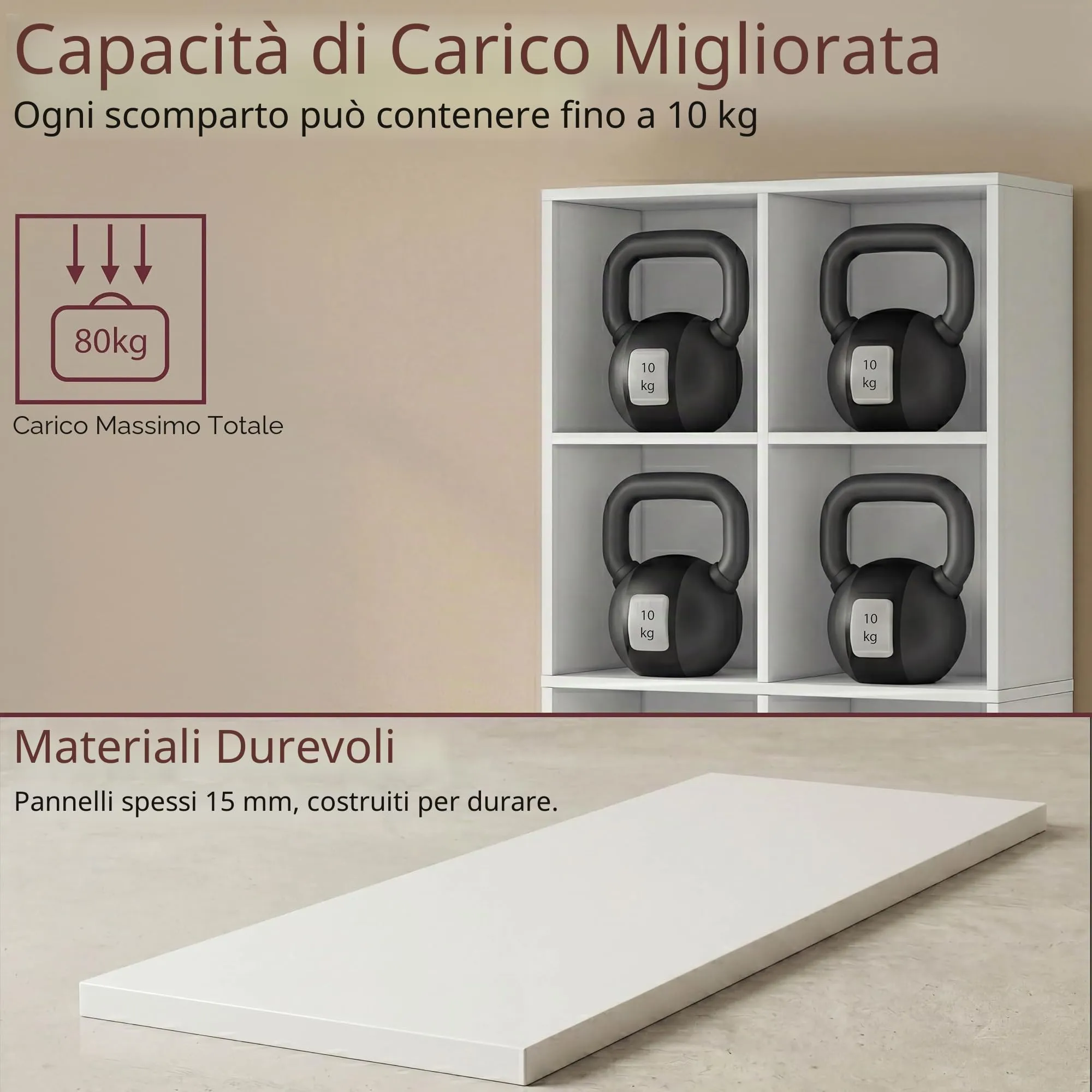 Vida Designs Mobiletto a 8 cubi, legno, bianco - immagine 5
