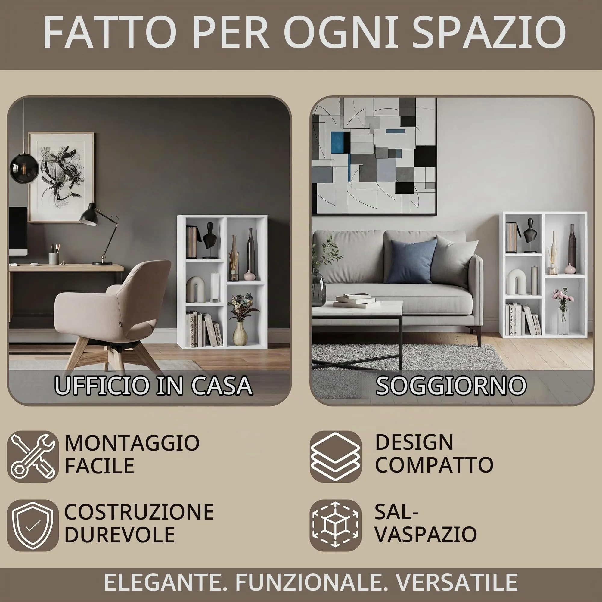 Vida Designs Scaffale a 5 cubi in legno, bianco - immagine 3