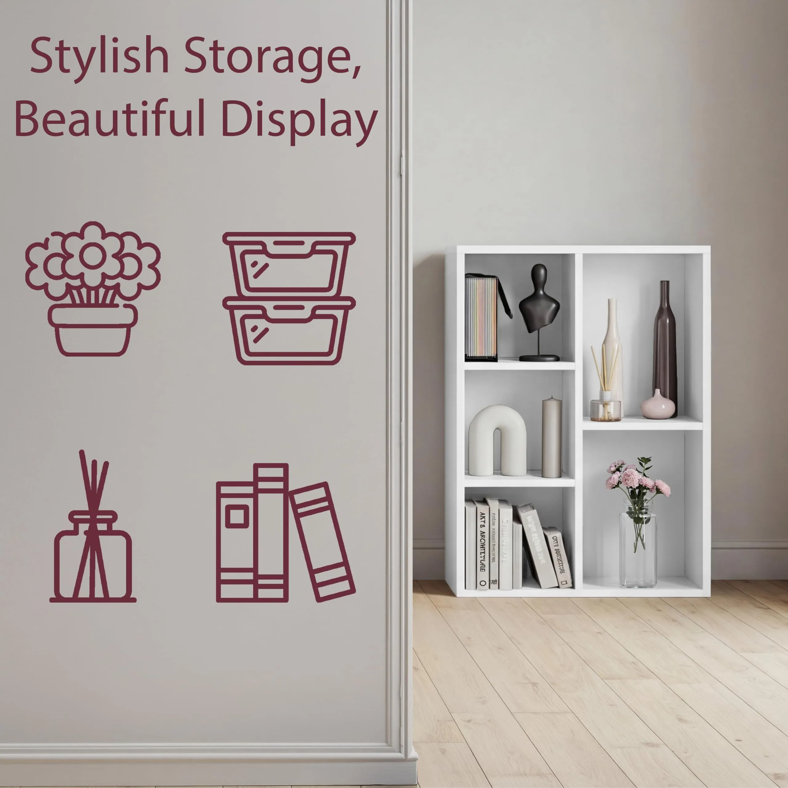 Vida Designs Scaffale a 5 cubi in legno, bianco - immagine 5