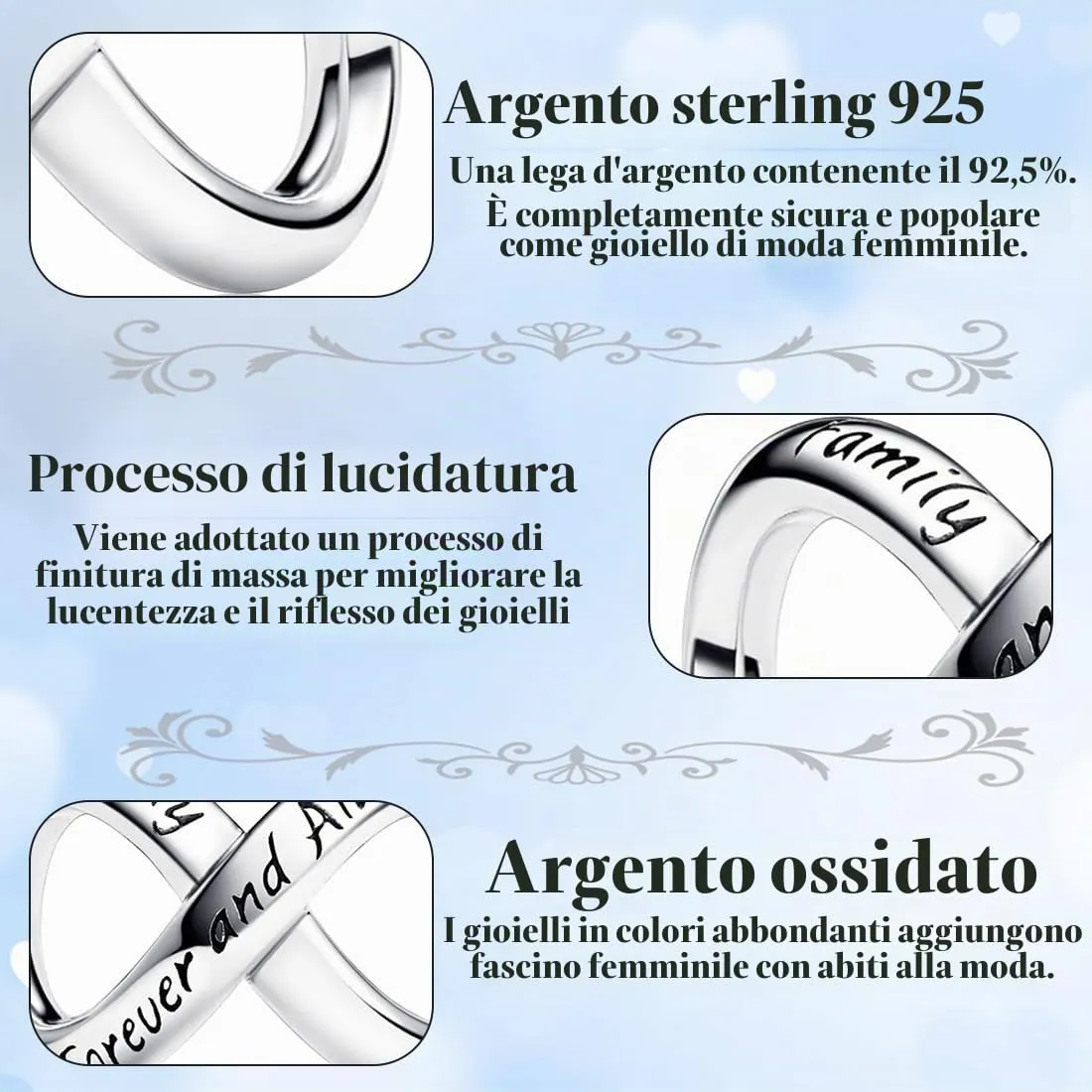 EJRUP Perline a Infinito per Pandora, Family Always Forever, Argento - immagine 2