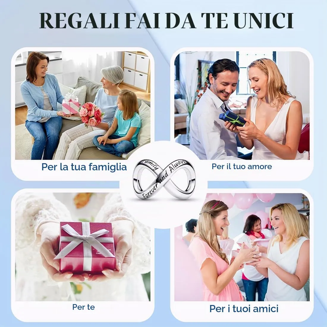 EJRUP Perline a Infinito per Pandora, Family Always Forever, Argento - immagine 6