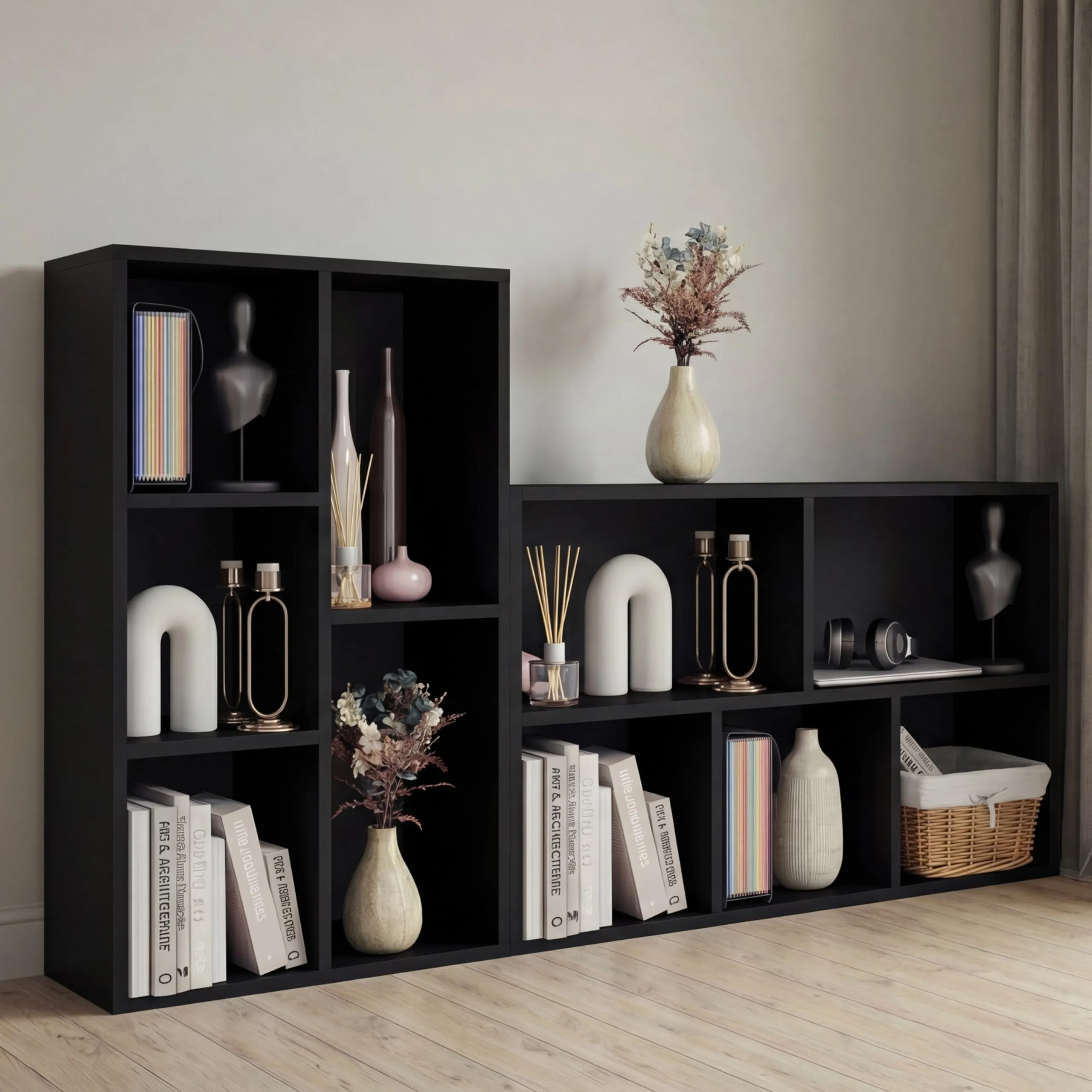 Vida Designs Scaffale a 5 Cubi in Legno, Nero - immagine 2