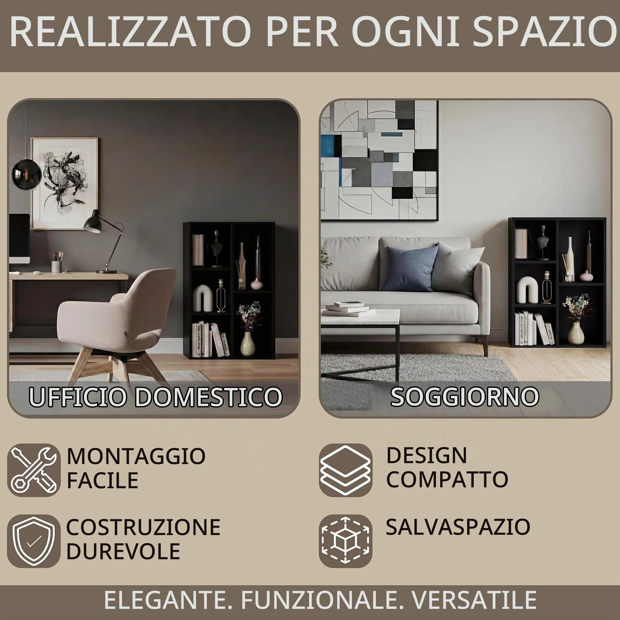 Vida Designs Scaffale a 5 Cubi in Legno, Nero - immagine 3