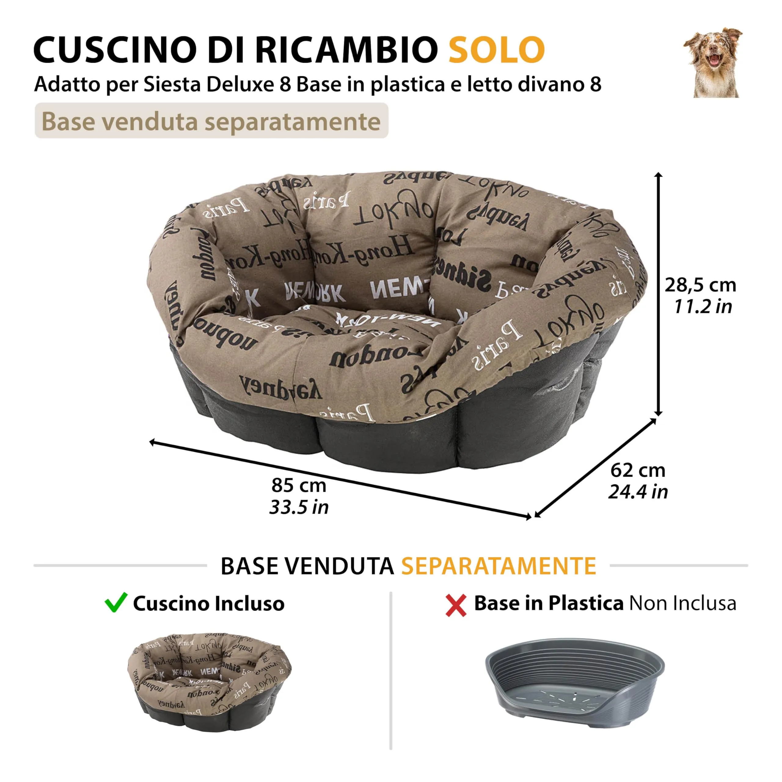 Ferplast Imbottitura di Ricambio per Cuccia Cani e Gatti, 85 x 62 x 28,5 cm, M Marrone - immagine 4