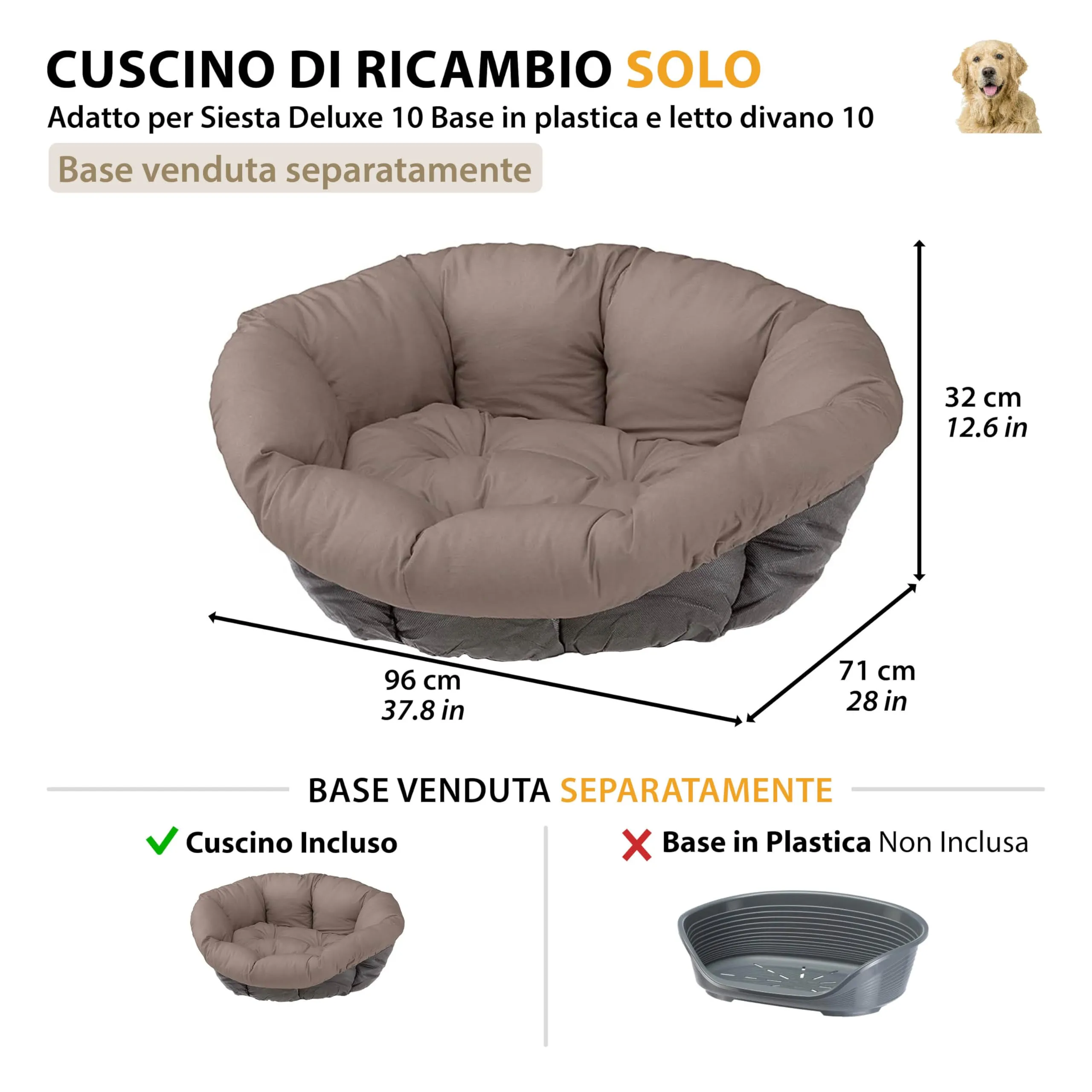 Ferplast Imbottitura di Ricambio per Cuccia Cani e Gatti, Grigio, L 96 x 71 x 32 cm - immagine 2