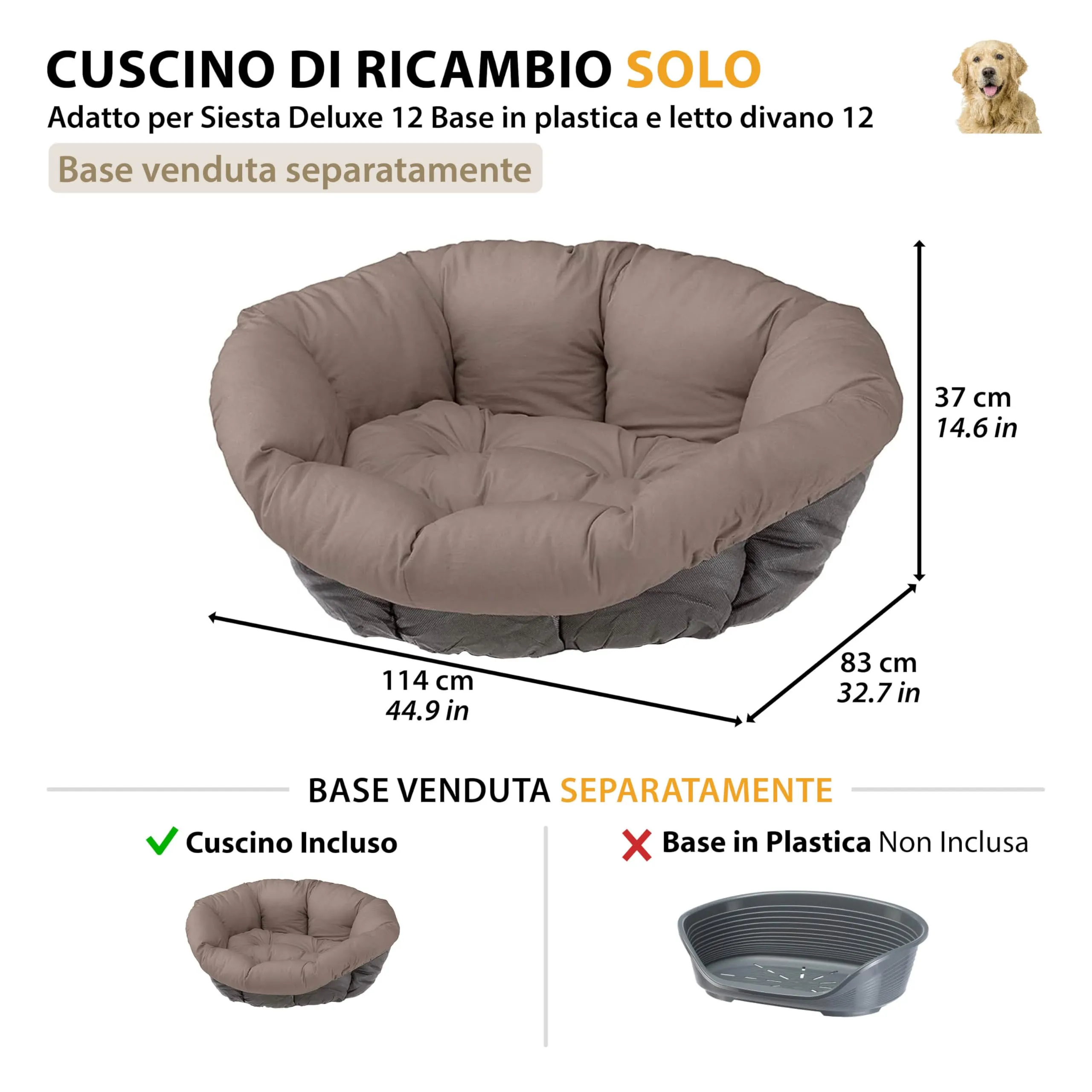 Ferplast Imbottitura di Ricambio per Cuccia Cani e Gatti, XL Grigio, 114 x 83 x 37 cm - immagine 2
