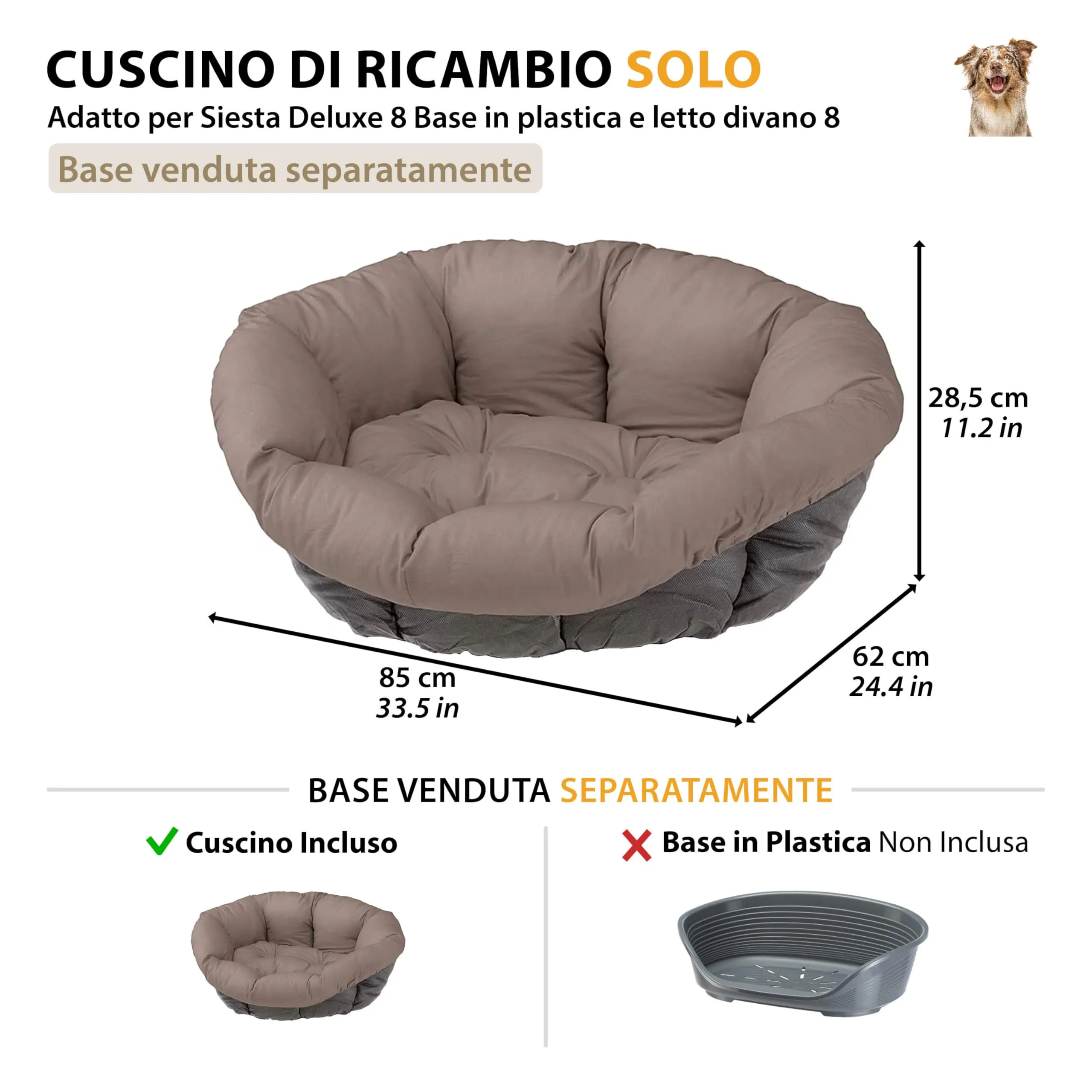 Ferplast Imbottitura di Ricambio per Cuccia Cani e Gatti, Grigio, M, 85 x 62 x 28,5 cm - immagine 2
