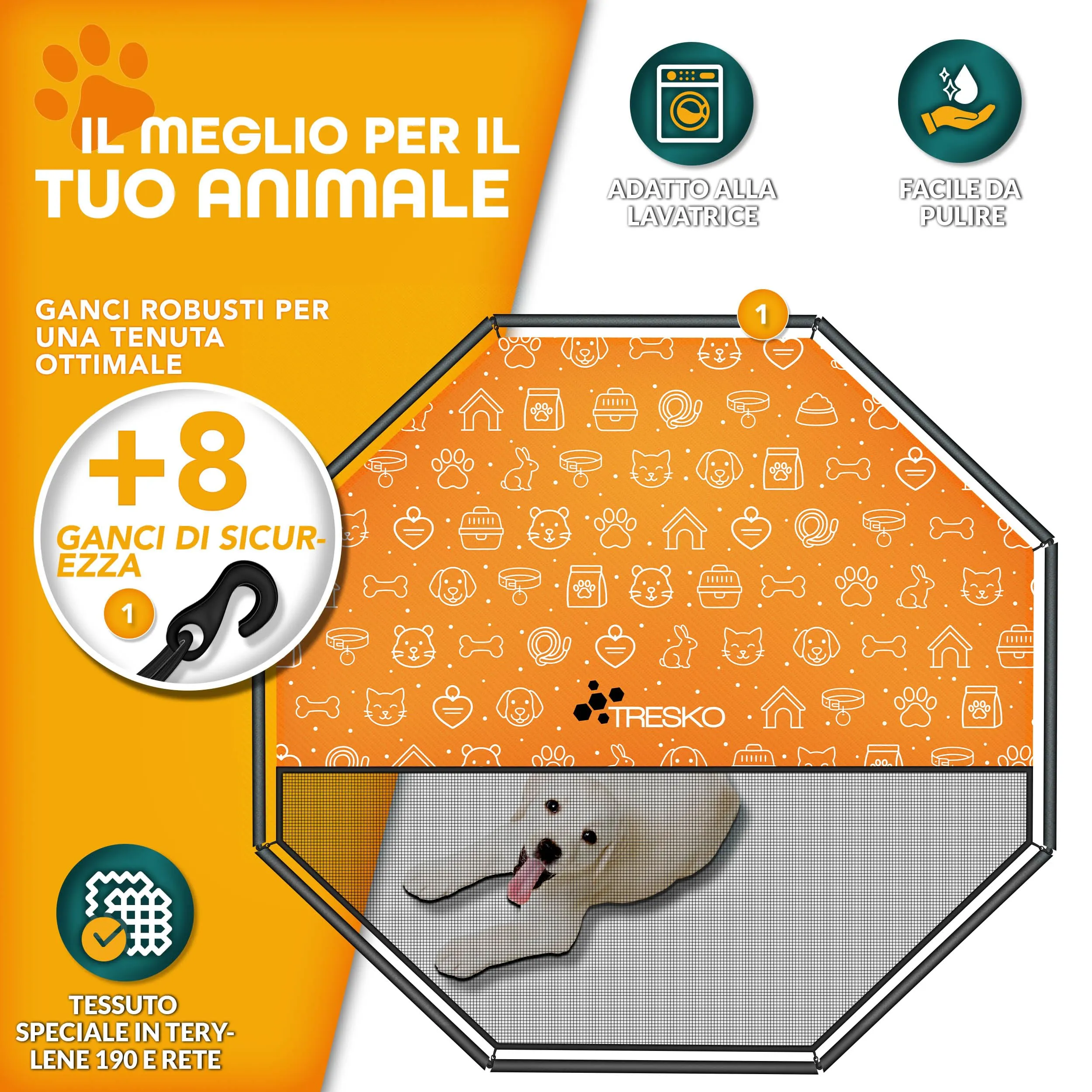 TRESKO Recinzione per Cani e Cuccioli in Metallo, 77 x 60 cm - immagine 3