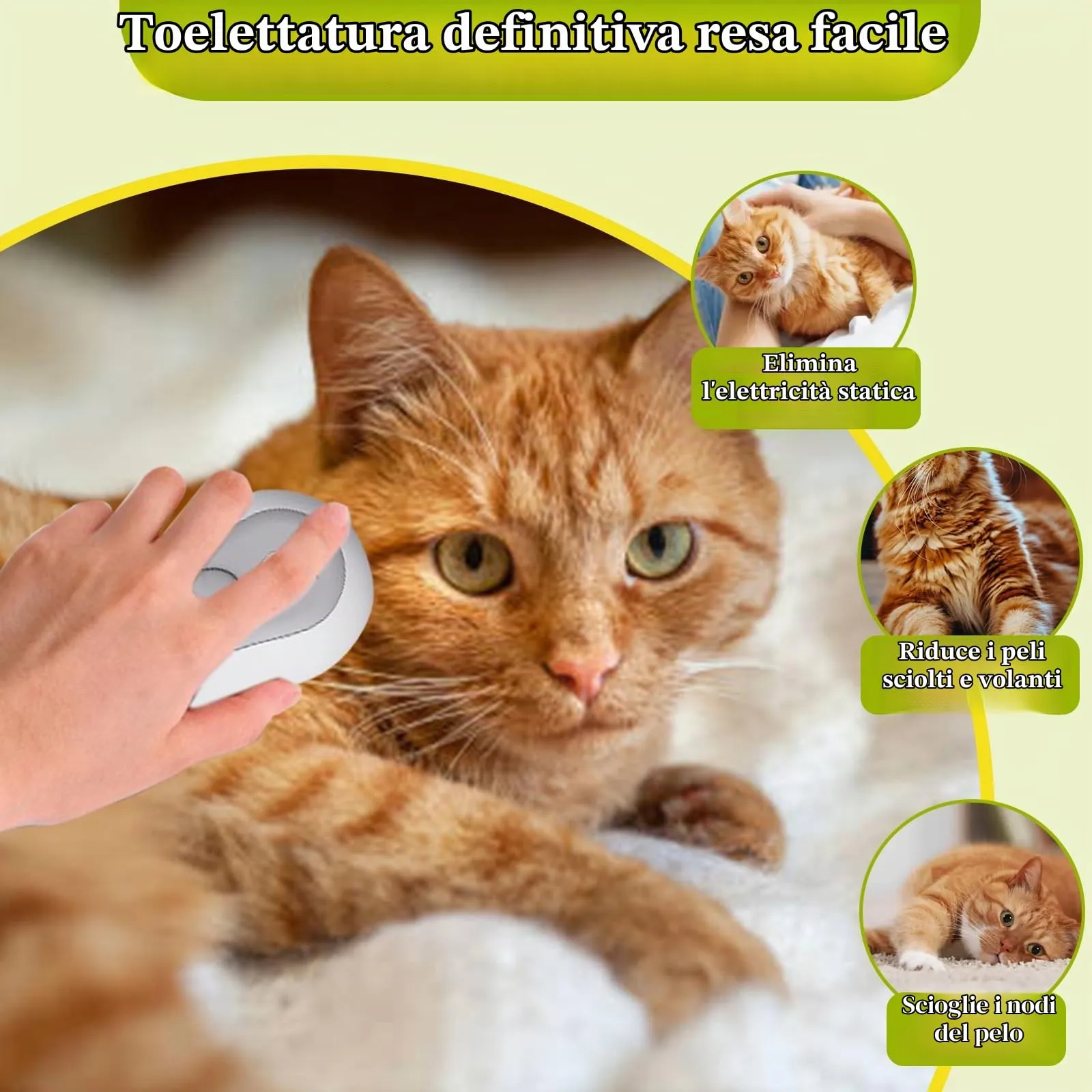 LEOLAMVAED Spazzola a Vapore Ricaricabile 3-in-1 per Gatti e Cani con Pulsante di Pulizia - immagine 2