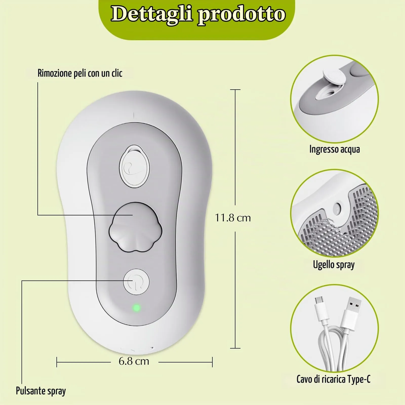 LEOLAMVAED Spazzola a Vapore Ricaricabile 3-in-1 per Gatti e Cani con Pulsante di Pulizia - immagine 3