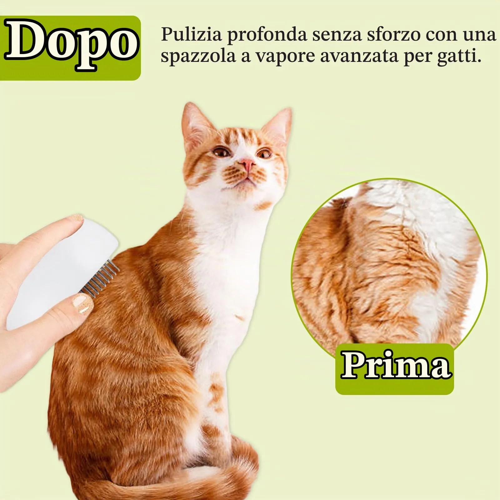 LEOLAMVAED Spazzola a Vapore Ricaricabile 3-in-1 per Gatti e Cani con Pulsante di Pulizia - immagine 4