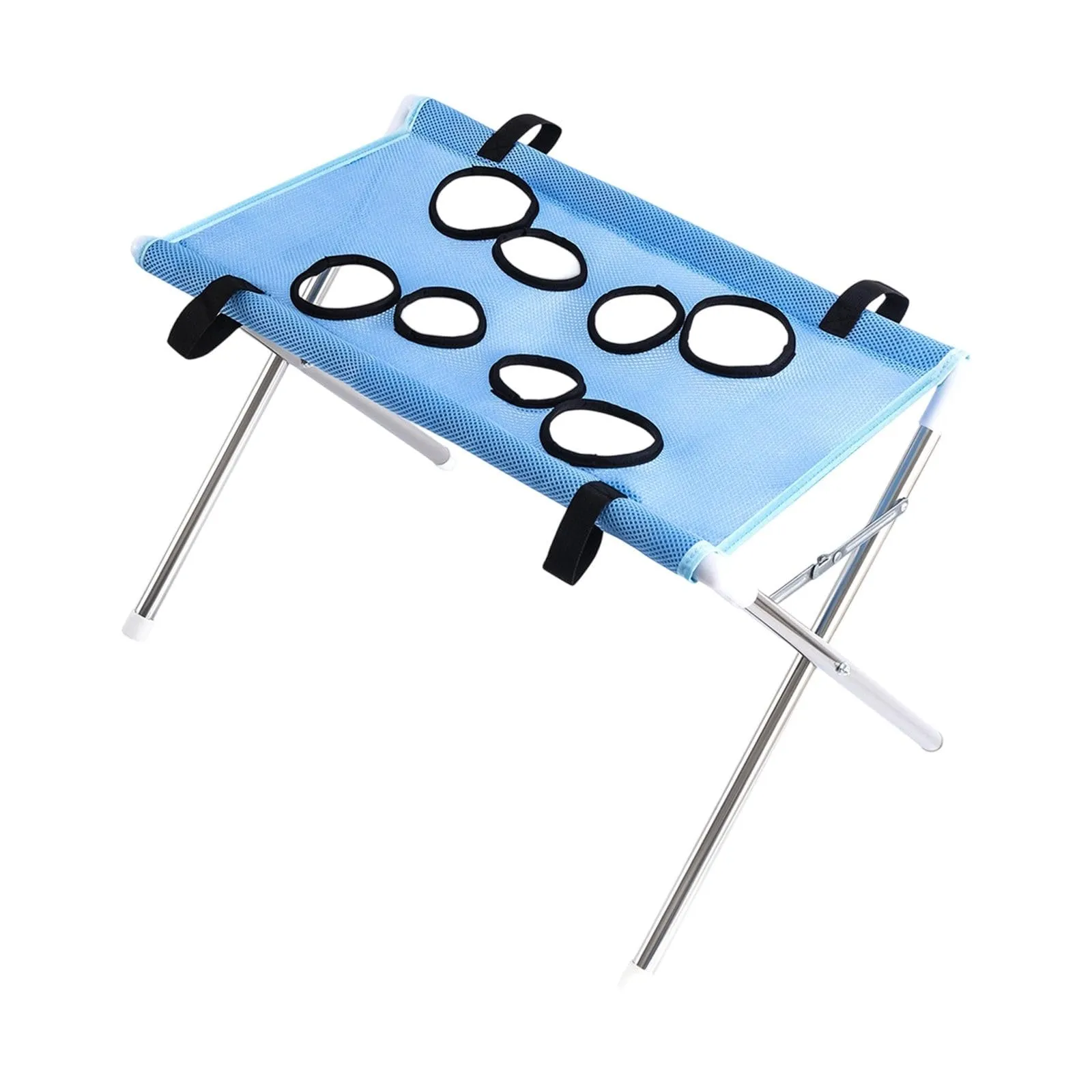 Tavolo da bagno e supporto per la toelettatura di cani e gatti, amaca con struttura triangolare e rete traspirante, blu - immagine 1