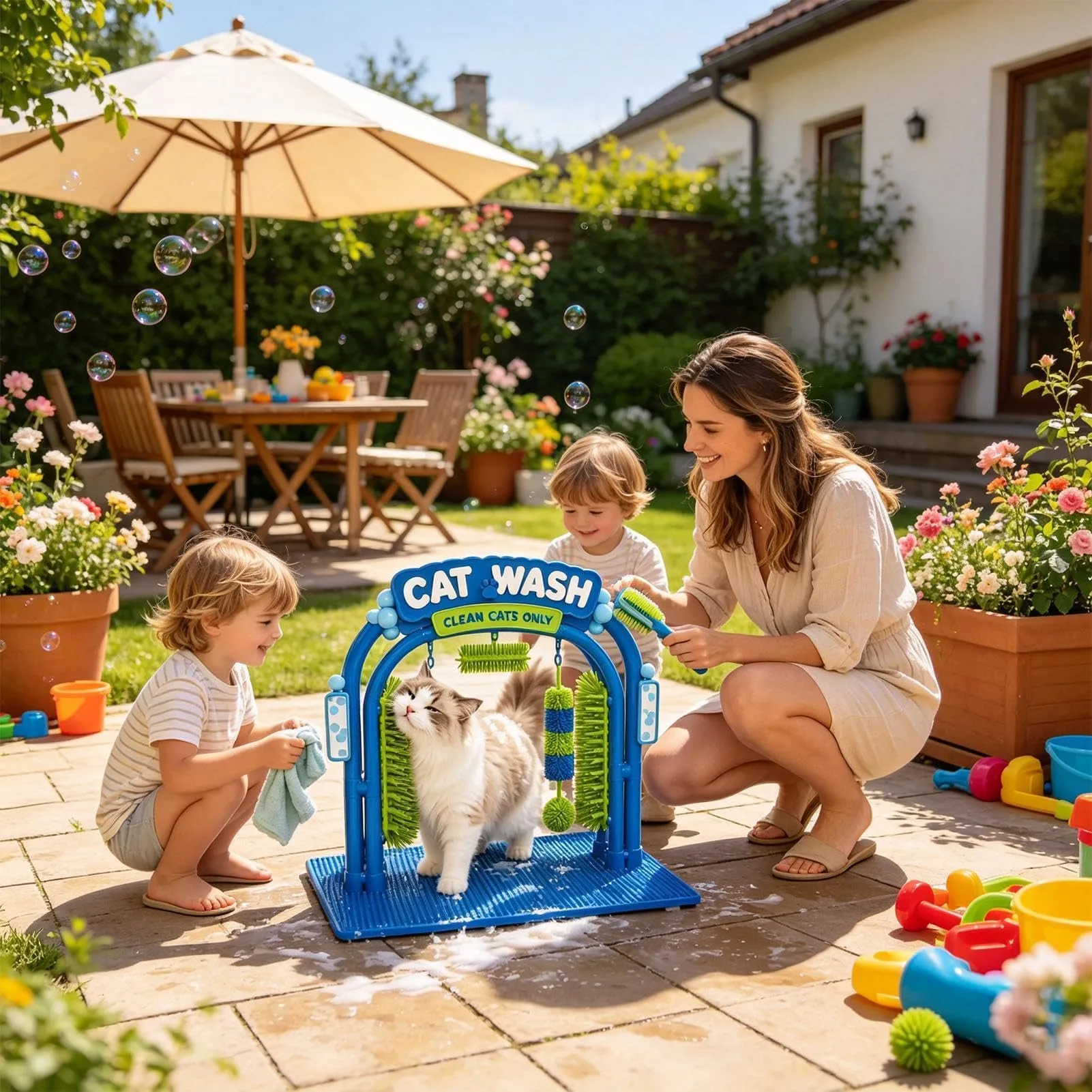 Feixyn Spazzole Per Gatti Da Interno Cat Wash Grooming Station - immagine 3