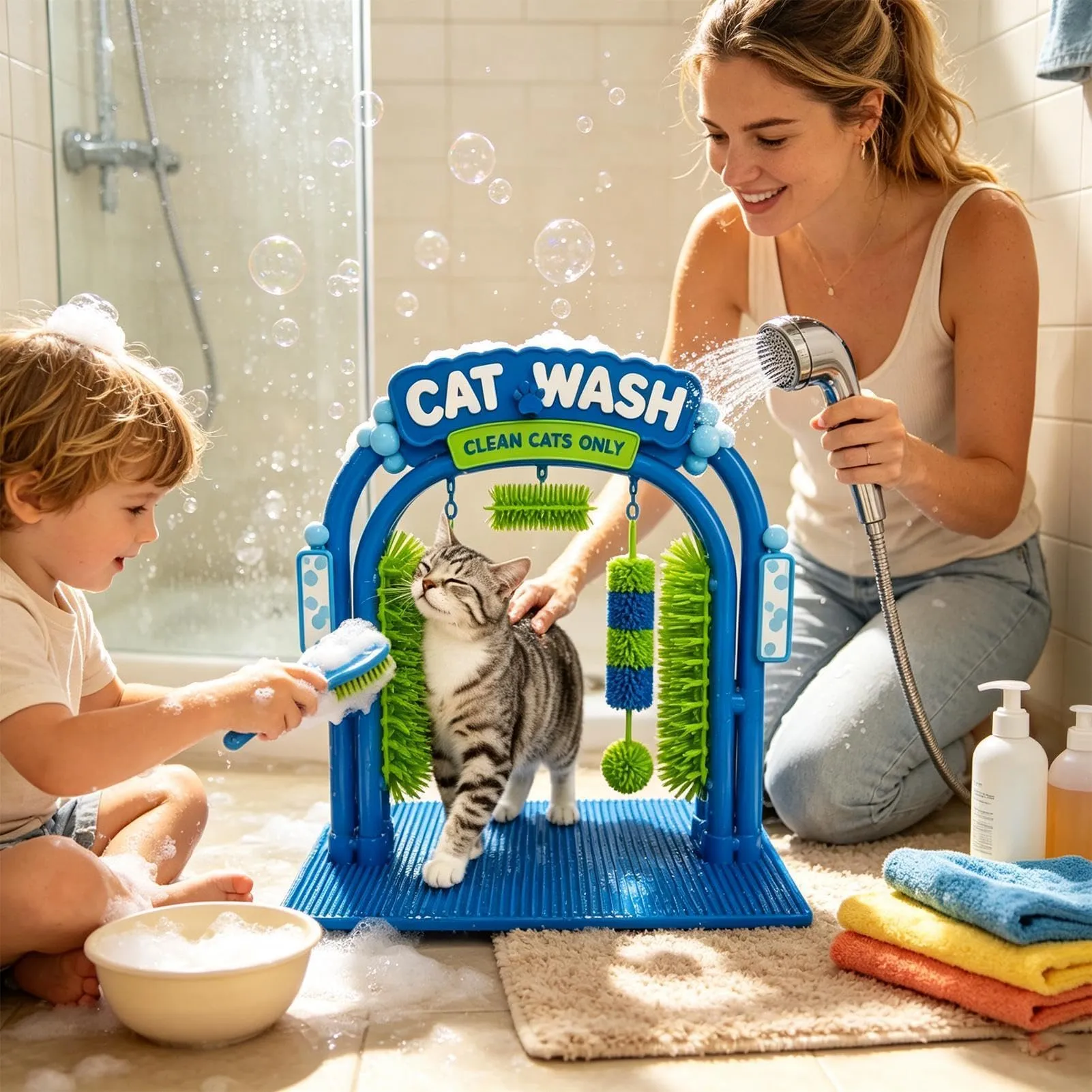 Feixyn Spazzole Per Gatti Da Interno Cat Wash Grooming Station - immagine 7