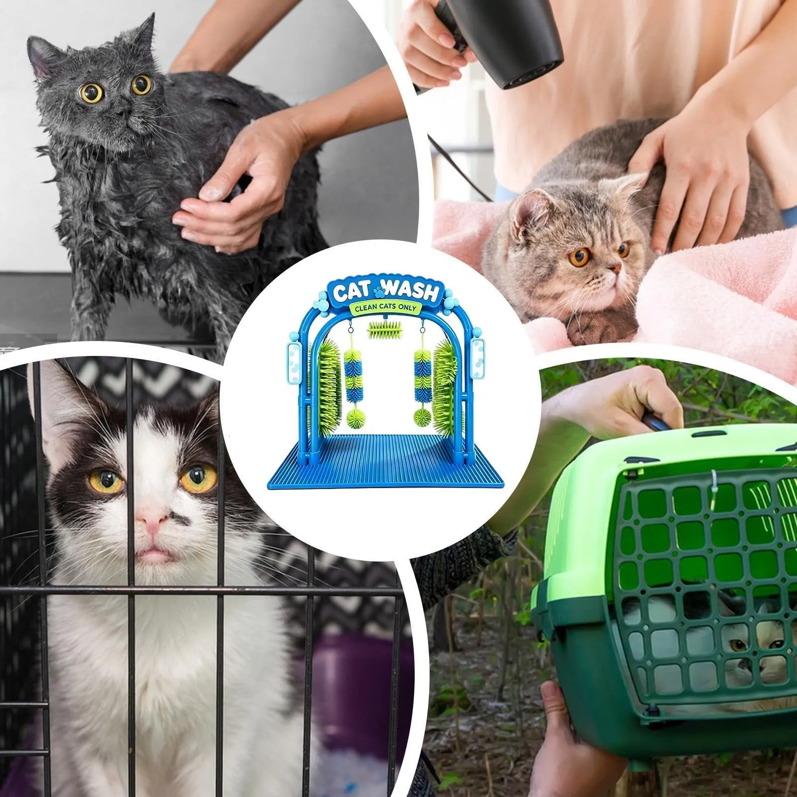 Feixyn Spazzole Per Gatti Da Interno Cat Wash Grooming Station - immagine 8
