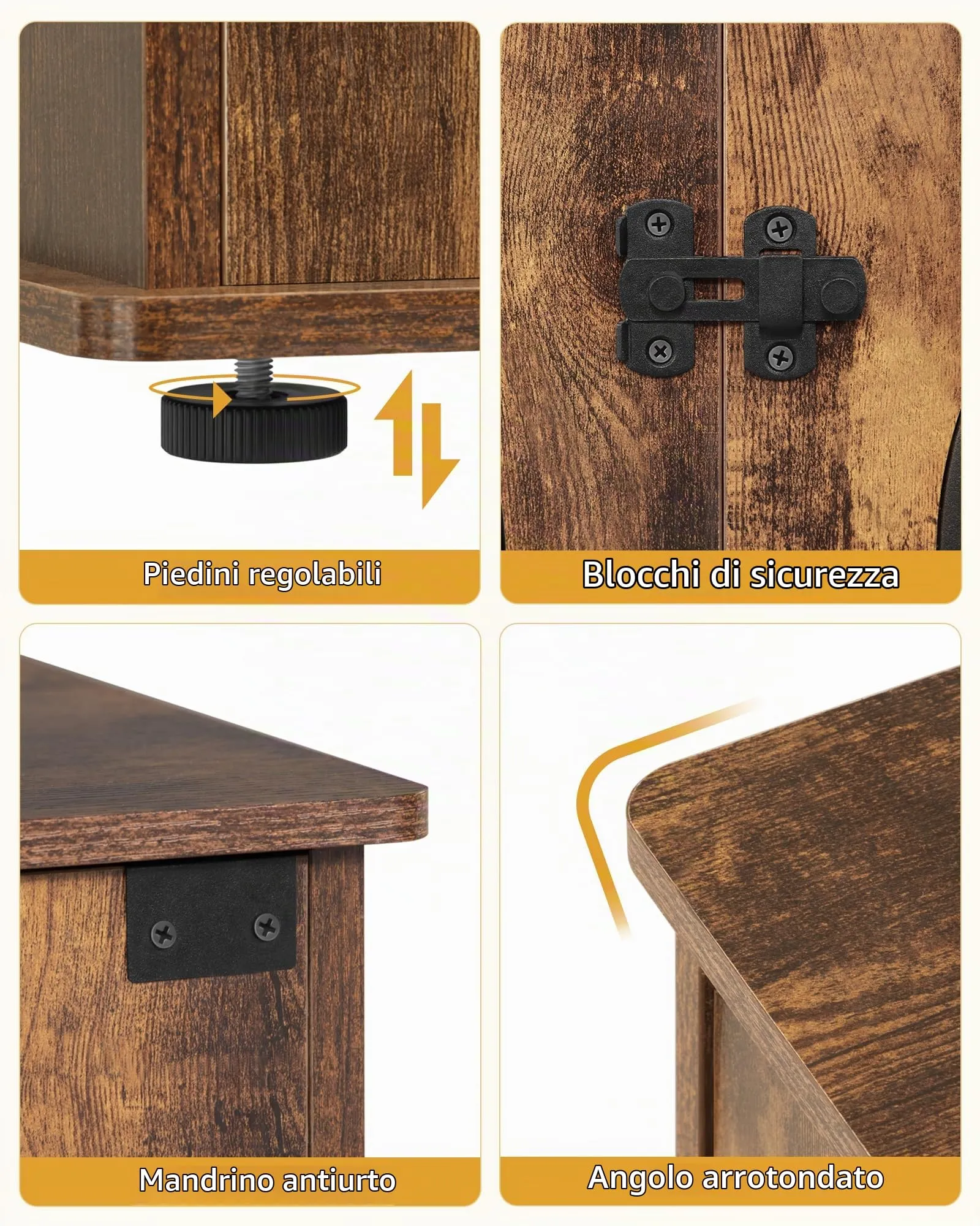 Hzuaneri Gabbia per Cani con Tavolo Supplemento, Cuccia Moderna Interna a 3 Porte, 64 x 108 x 76 cm, Marrone Rustico DFC86001B - immagine 8