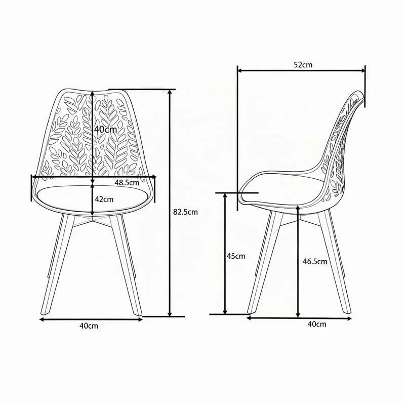 DEYARNA HOME Set di 6 Sedie da Pranzo Scandinave con Gambe in Legno, Nero - immagine 2