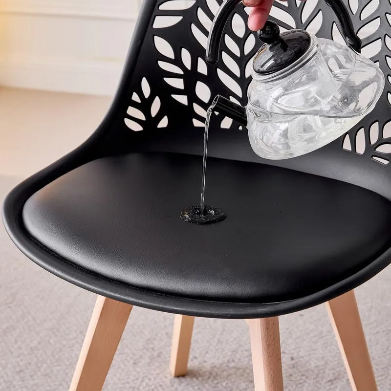 DEYARNA HOME Set di 6 Sedie da Pranzo Scandinave con Gambe in Legno, Nero - immagine 5