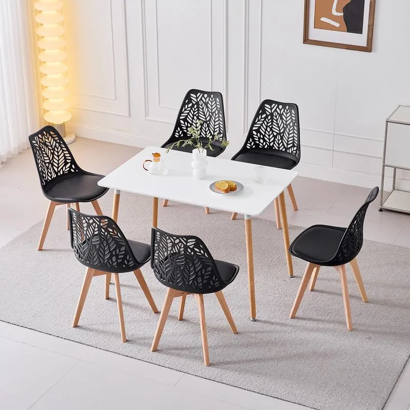 DEYARNA HOME Set di 6 Sedie da Pranzo Scandinave con Gambe in Legno, Nero - immagine 9