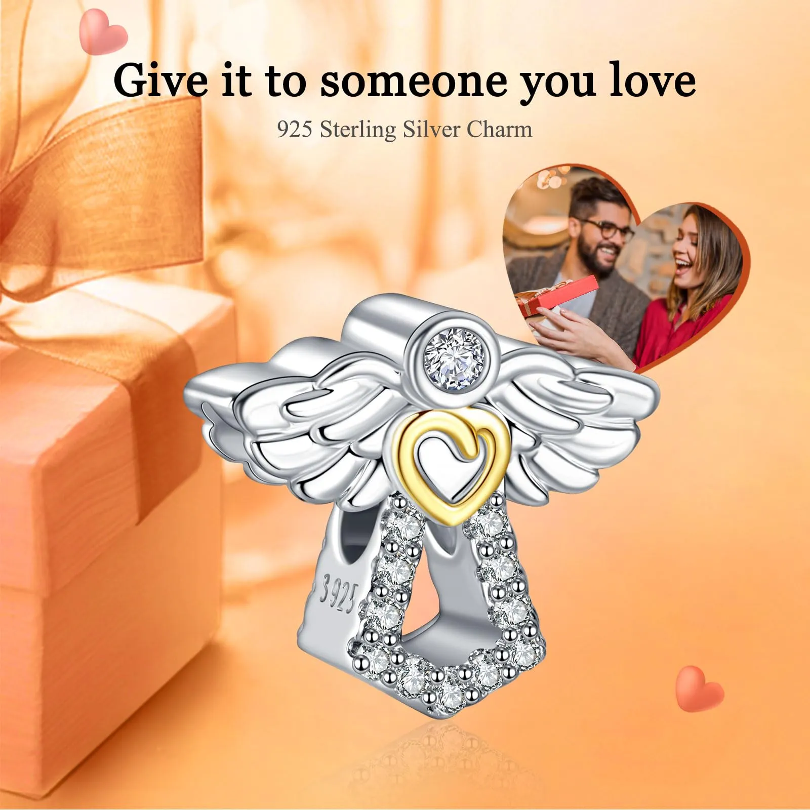 Rimgoris Angel Wing Love Bead Charm in Argento Sterling 925 per Bracciali e Collane - immagine 2