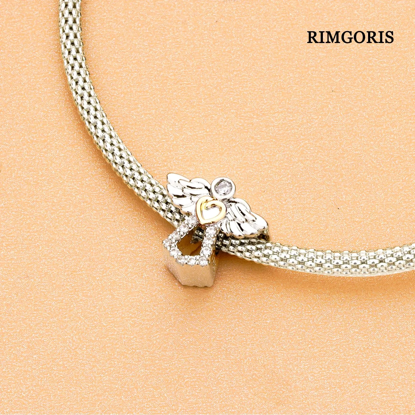 Rimgoris Angel Wing Love Bead Charm in Argento Sterling 925 per Bracciali e Collane - immagine 3