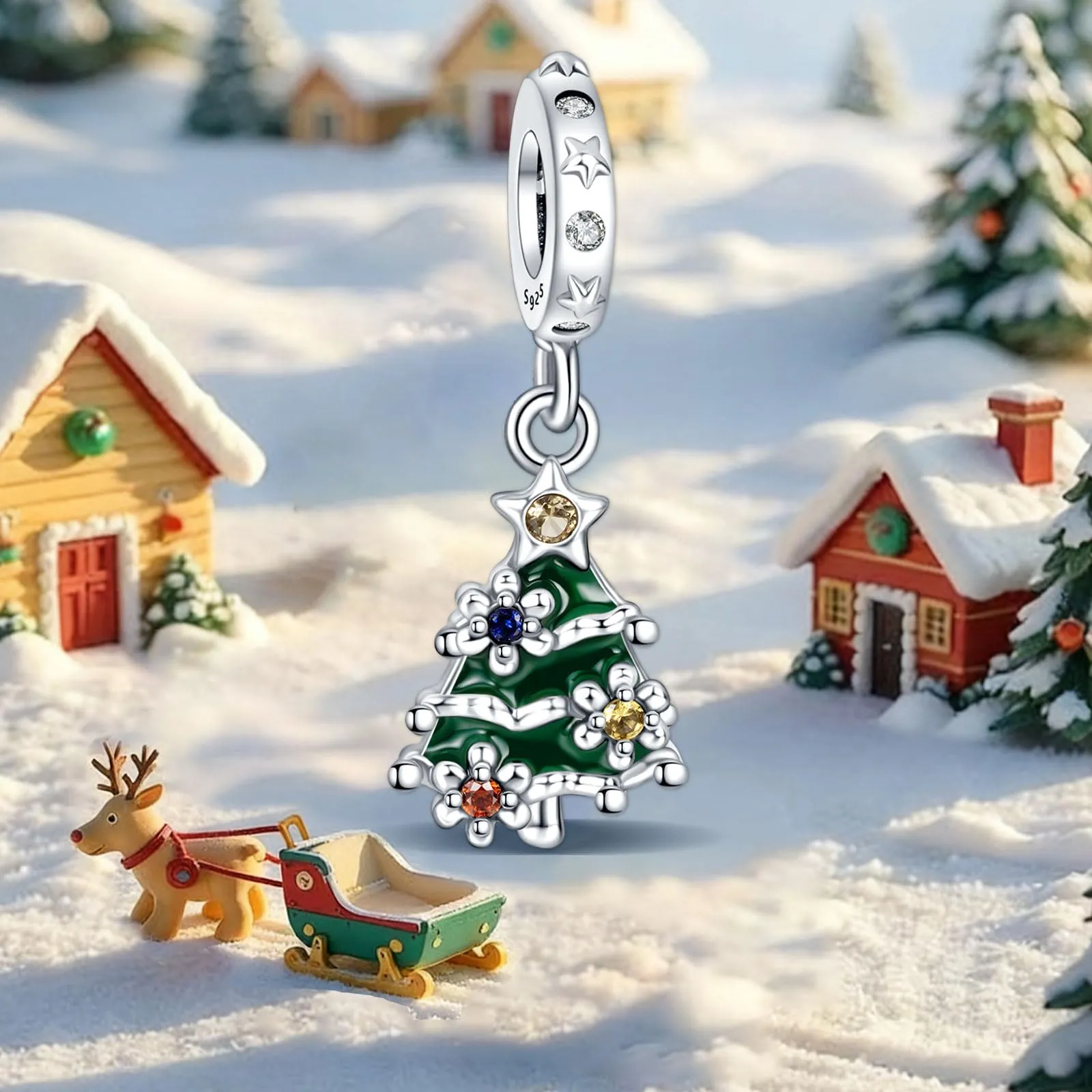 Rimgoris Albero di Natale Verde Charm in Argento Sterling 925 per Bracciali e Collane da Donna - immagine 3