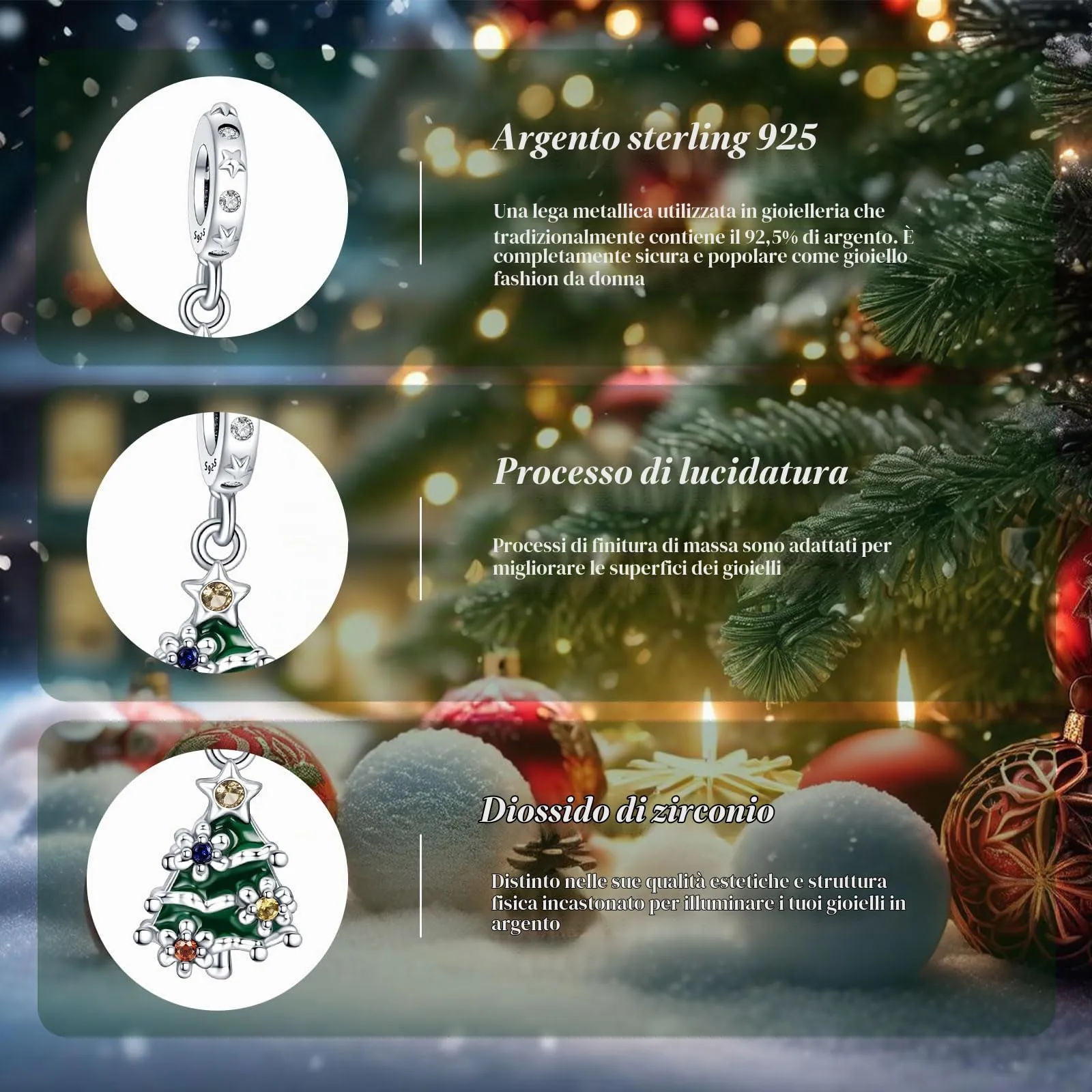 Rimgoris Albero di Natale Verde Charm in Argento Sterling 925 per Bracciali e Collane da Donna - immagine 5