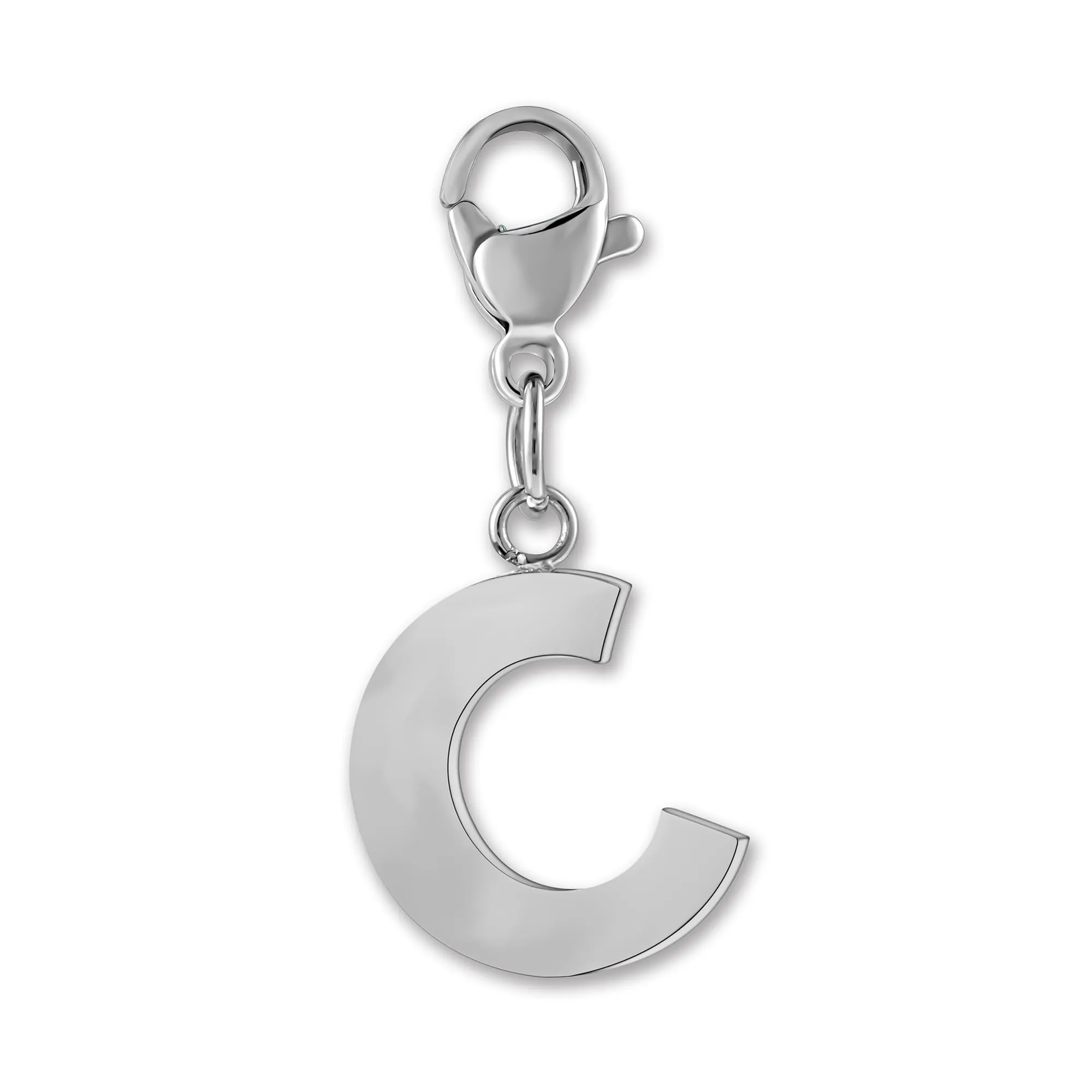 GD GOOD.designs Ciondolo Charm Lettera C in Acciaio Inossidabile Argentato con Moschettone - immagine 1