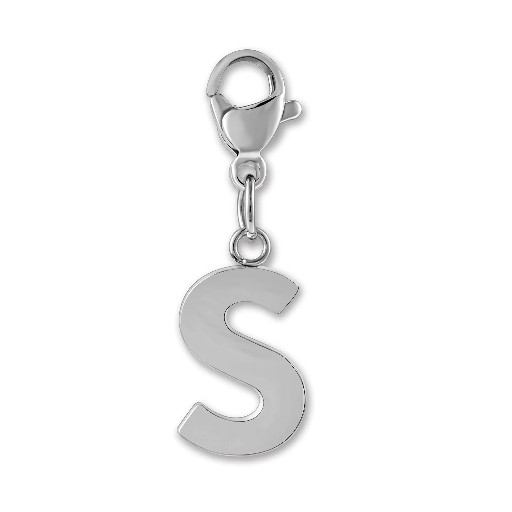 GD GOOD.designs Ciondolo Charm Lettera S in Acciaio Inossidabile Argentato con Moschettone - immagine 1