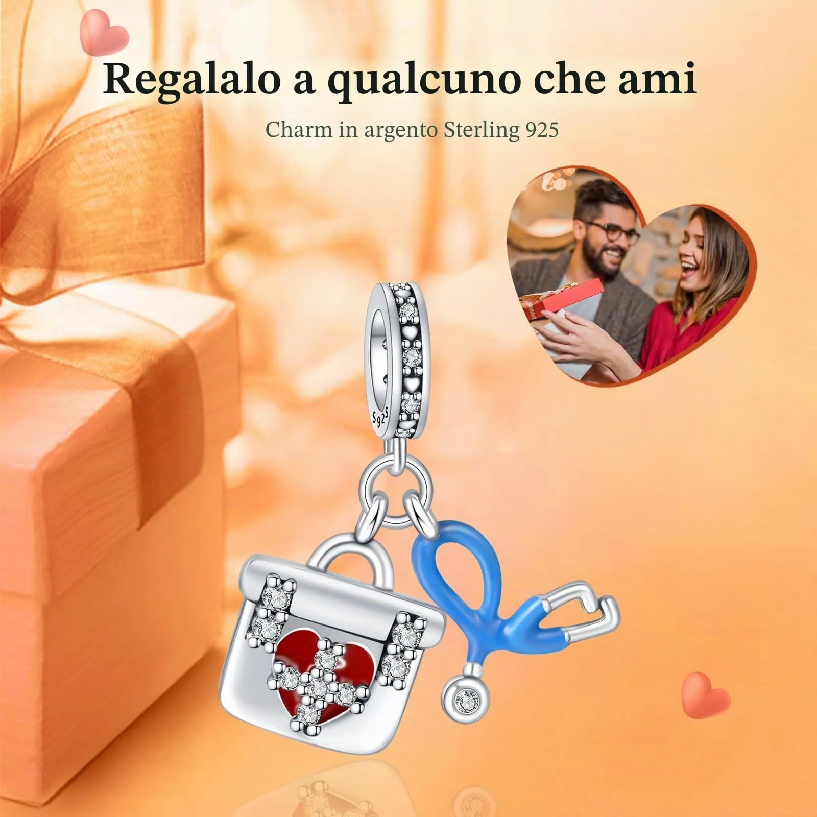 Rimgoris Breloque Stéthoscope Kit Médical en Argent 925 pour Bracelets et Colliers - immagine 2