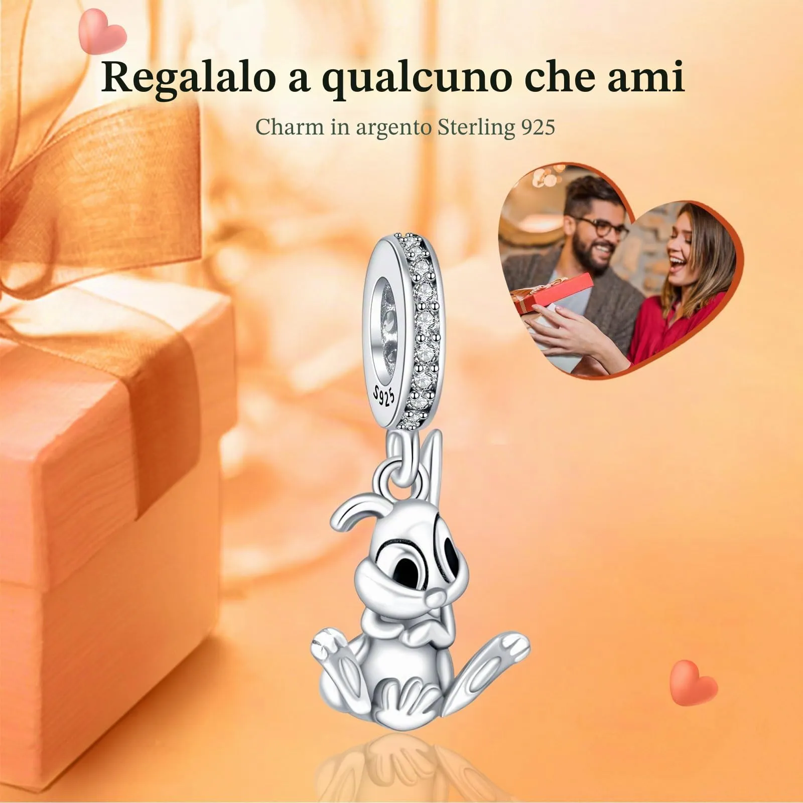 Rimgoris Rabbit Charm in 925 Sterling Silver for Pandora Bracelets and Necklaces - immagine 2