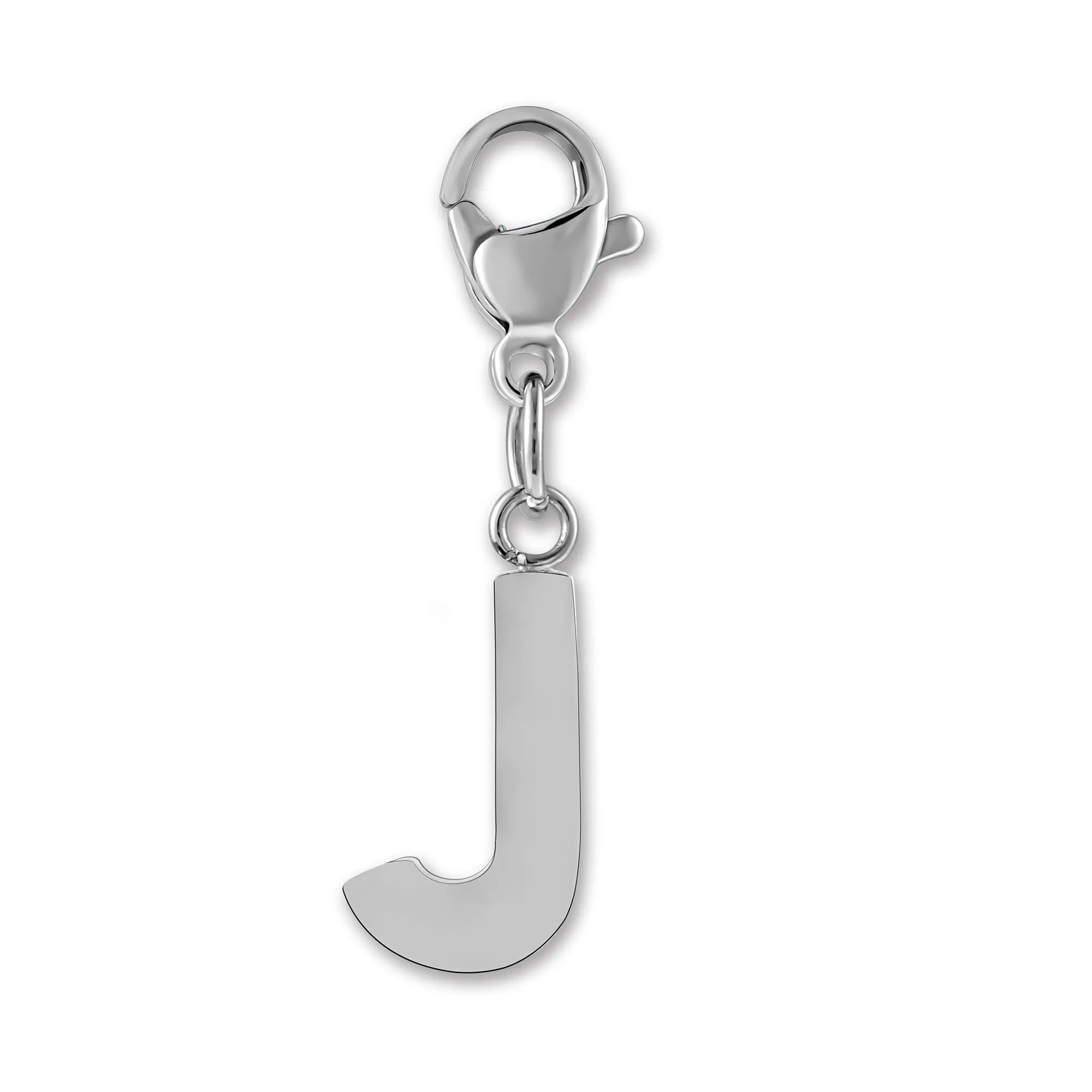 GD GOOD.designs Ciondolo Charm Lettera J in Acciaio Inossidabile Argentato con Moschettone - immagine 1