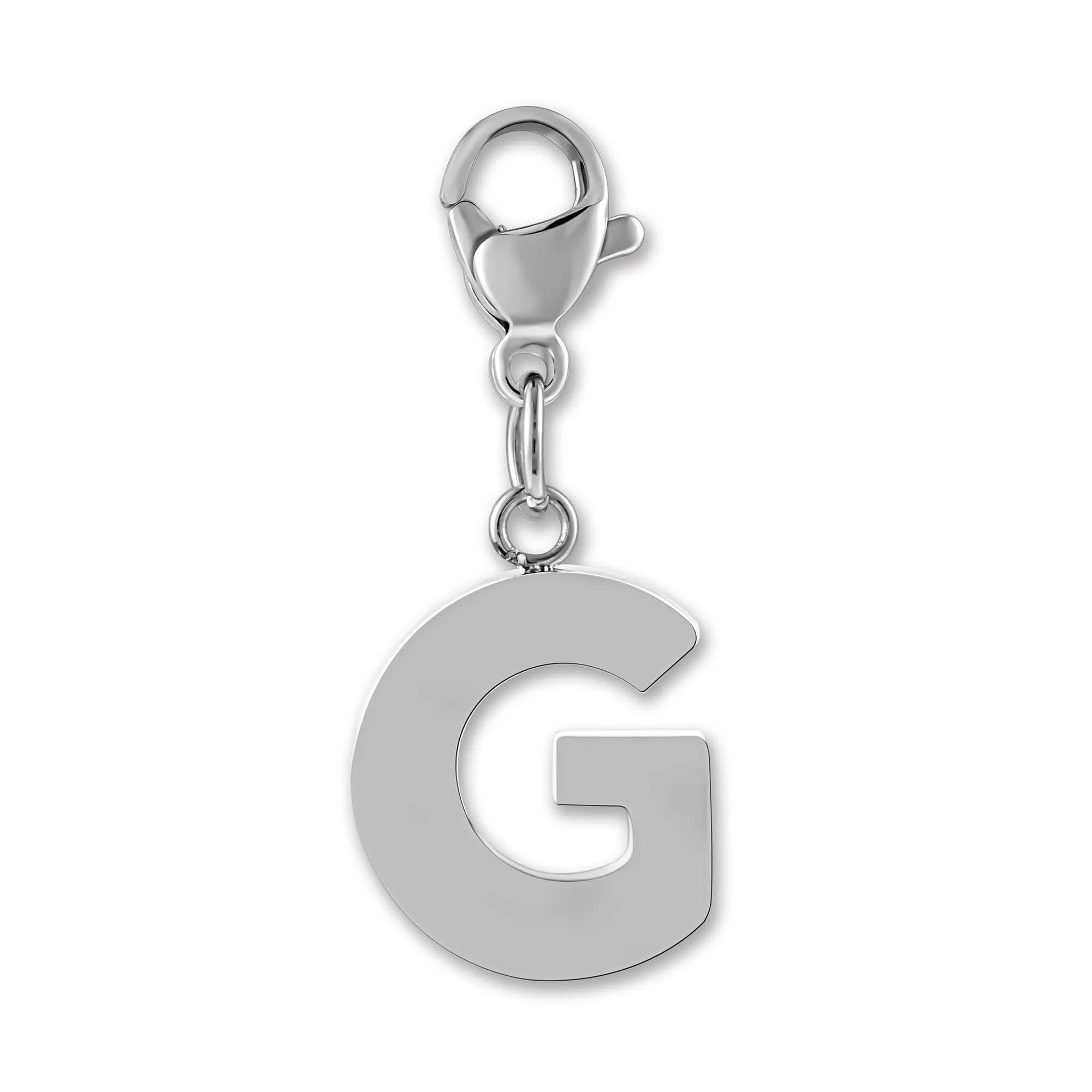 GD GOOD.designs Ciondolo Charm Lettera G in Acciaio Inossidabile Argentato con Moschettone - immagine 1