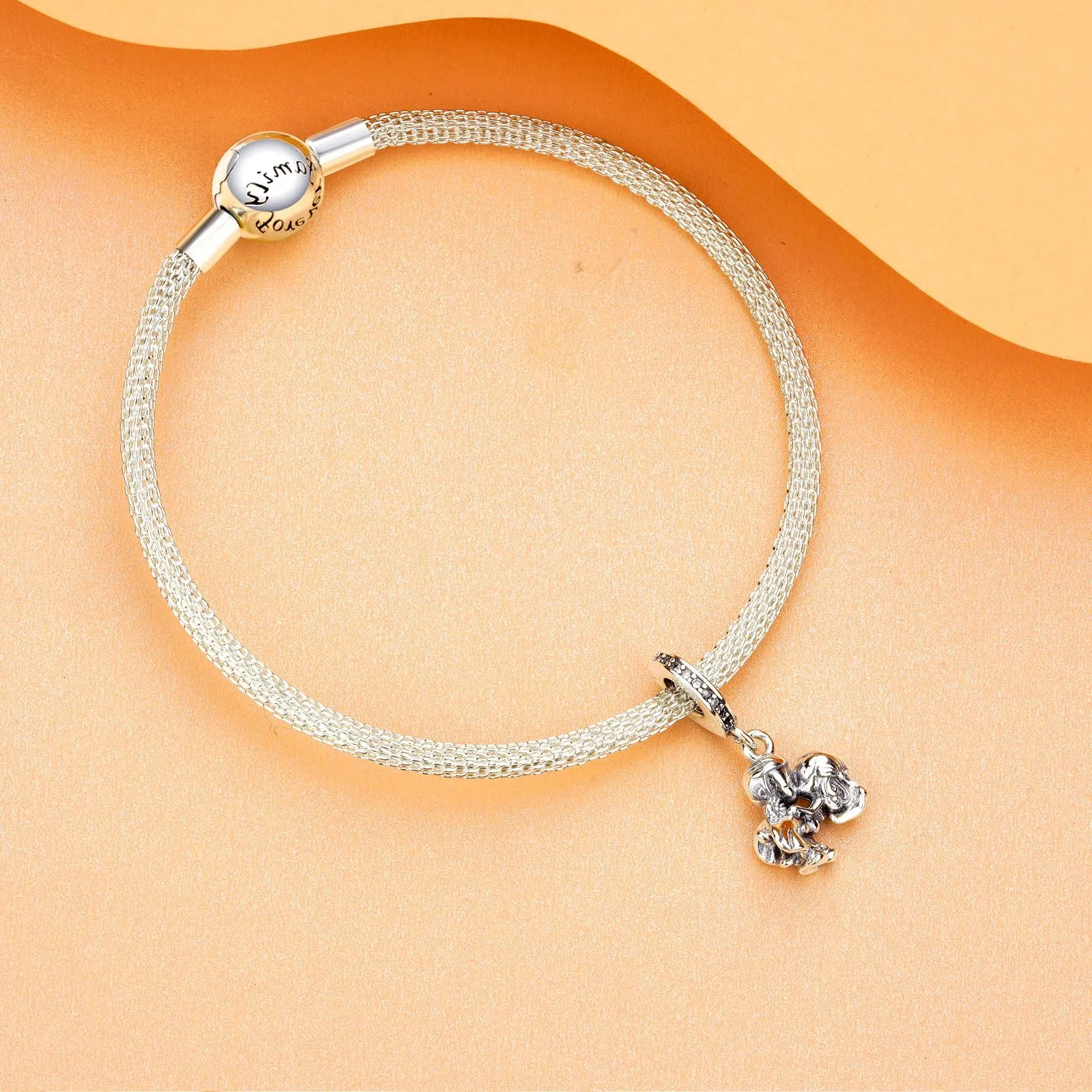 Rimgoris Argento 925 Charm Coppia Sposata Amore Bacio per Bracciali e Collane - immagine 3