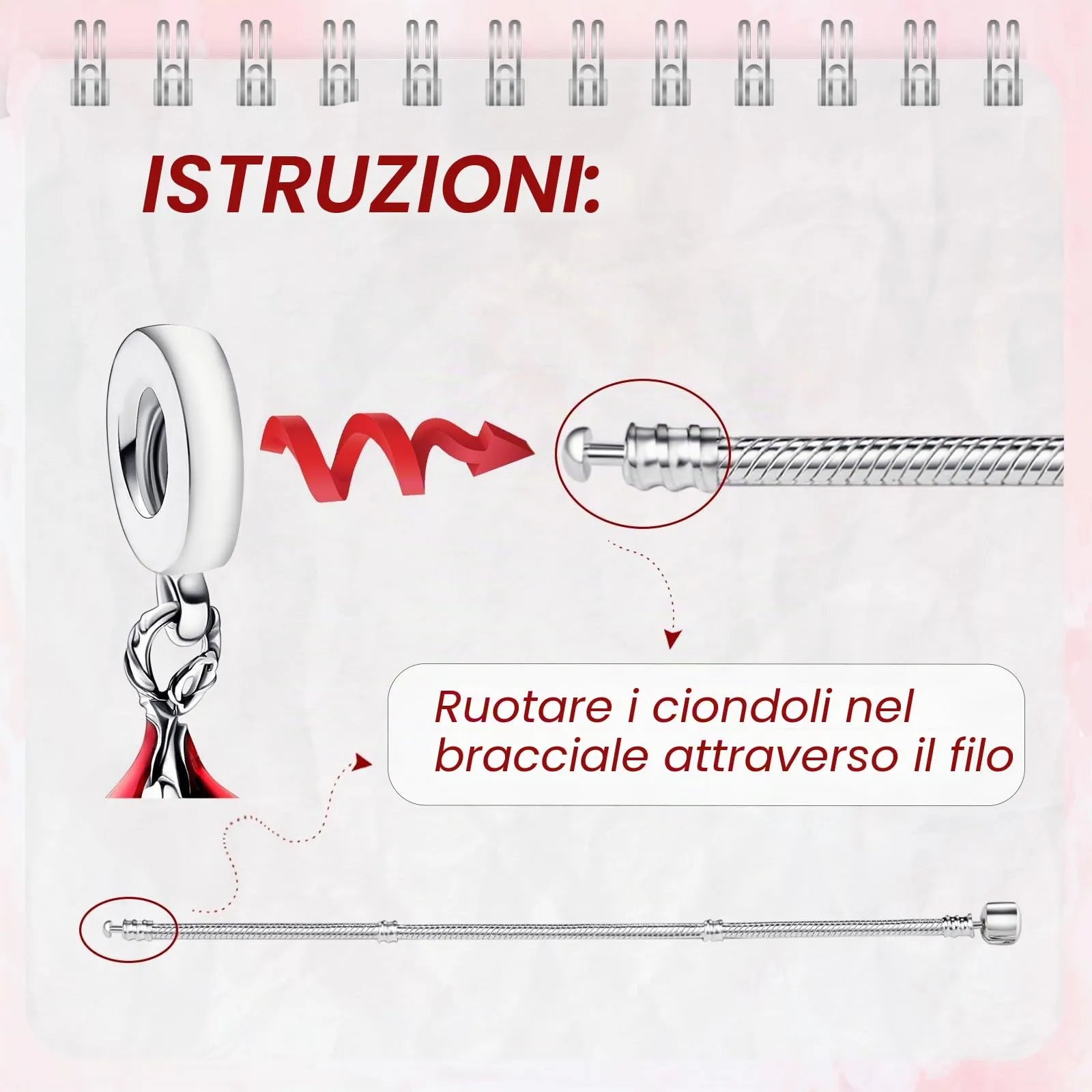Rimgoris Argento 925 Heart Dangle Charm per Bracciali e Collane - immagine 5