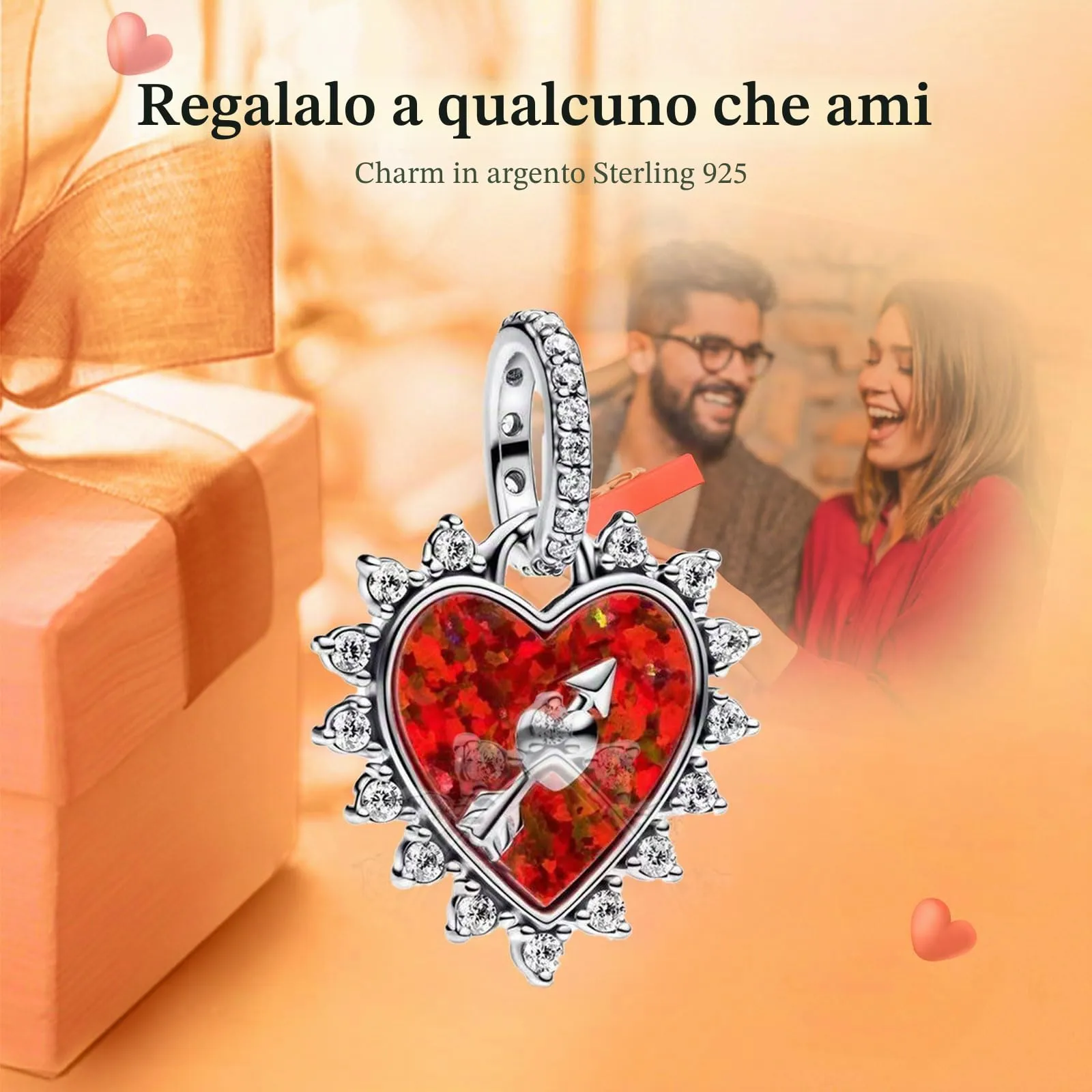 Rimgoris 925 Sterling Silver Arrow Through Heart Charm with 5A Cubic Zirconia for Bracelets and Necklaces - immagine 2