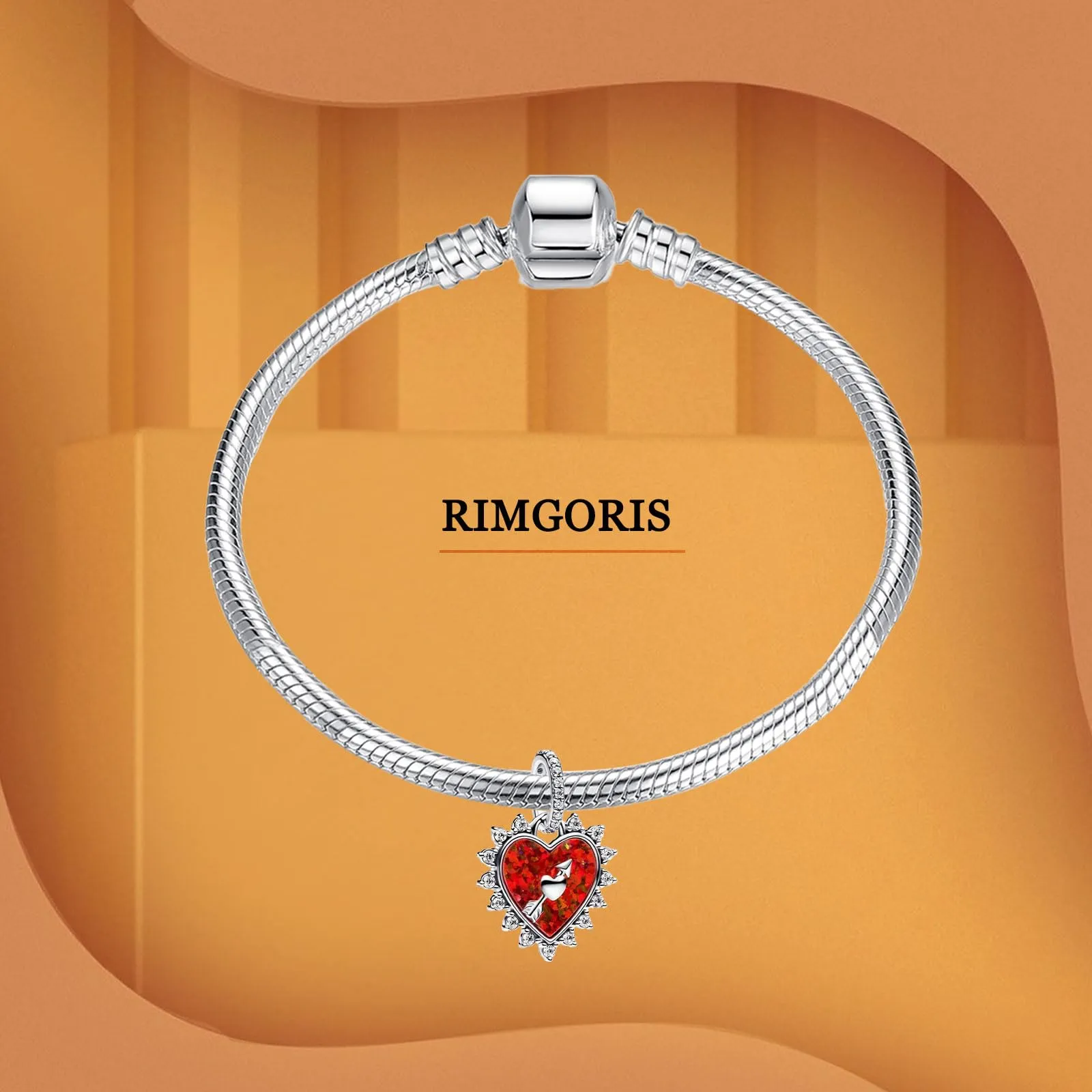 Rimgoris 925 Sterling Silver Arrow Through Heart Charm with 5A Cubic Zirconia for Bracelets and Necklaces - immagine 3
