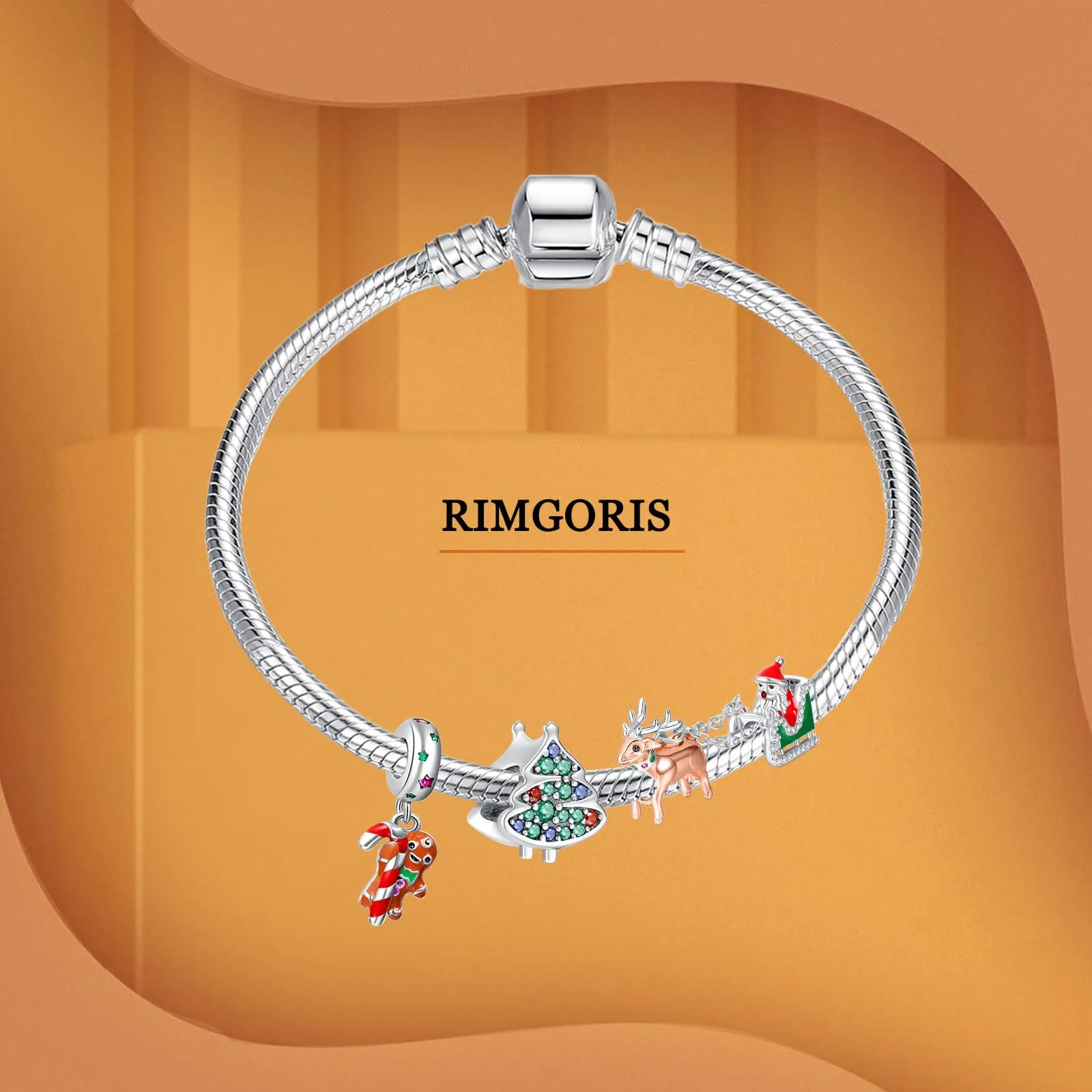 Rimgoris Charm in Argento Sterling 925 Babbo Natale per Bracciali e Collane - immagine 3