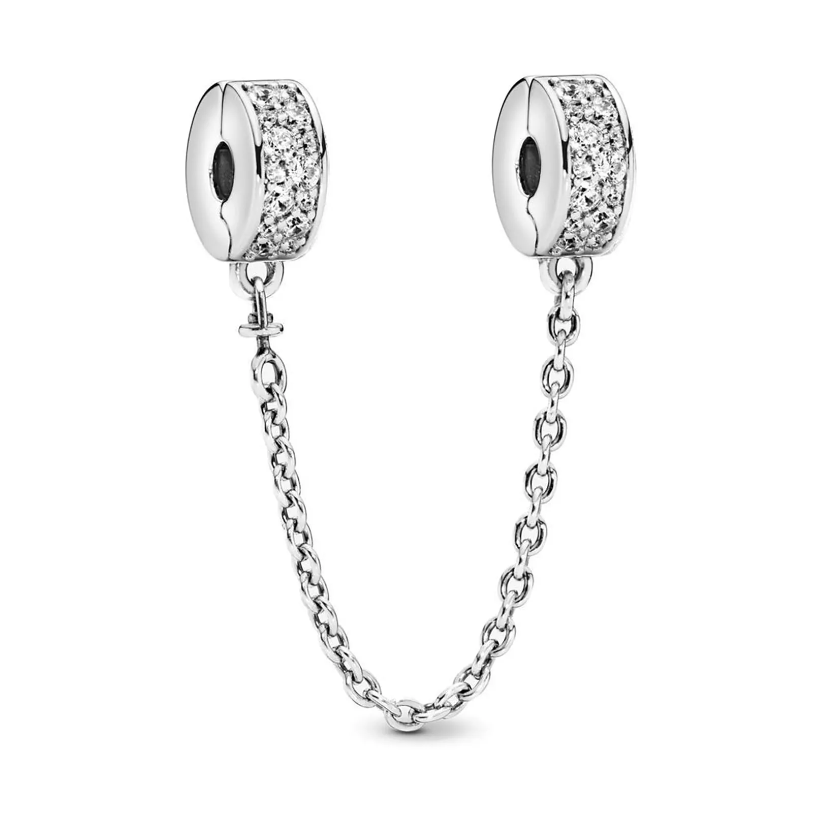 Rimgoris Argento 925 Charm per Bracciali e Collana con Chiusura di Cristallo e Catena di Sicurezza - immagine 1