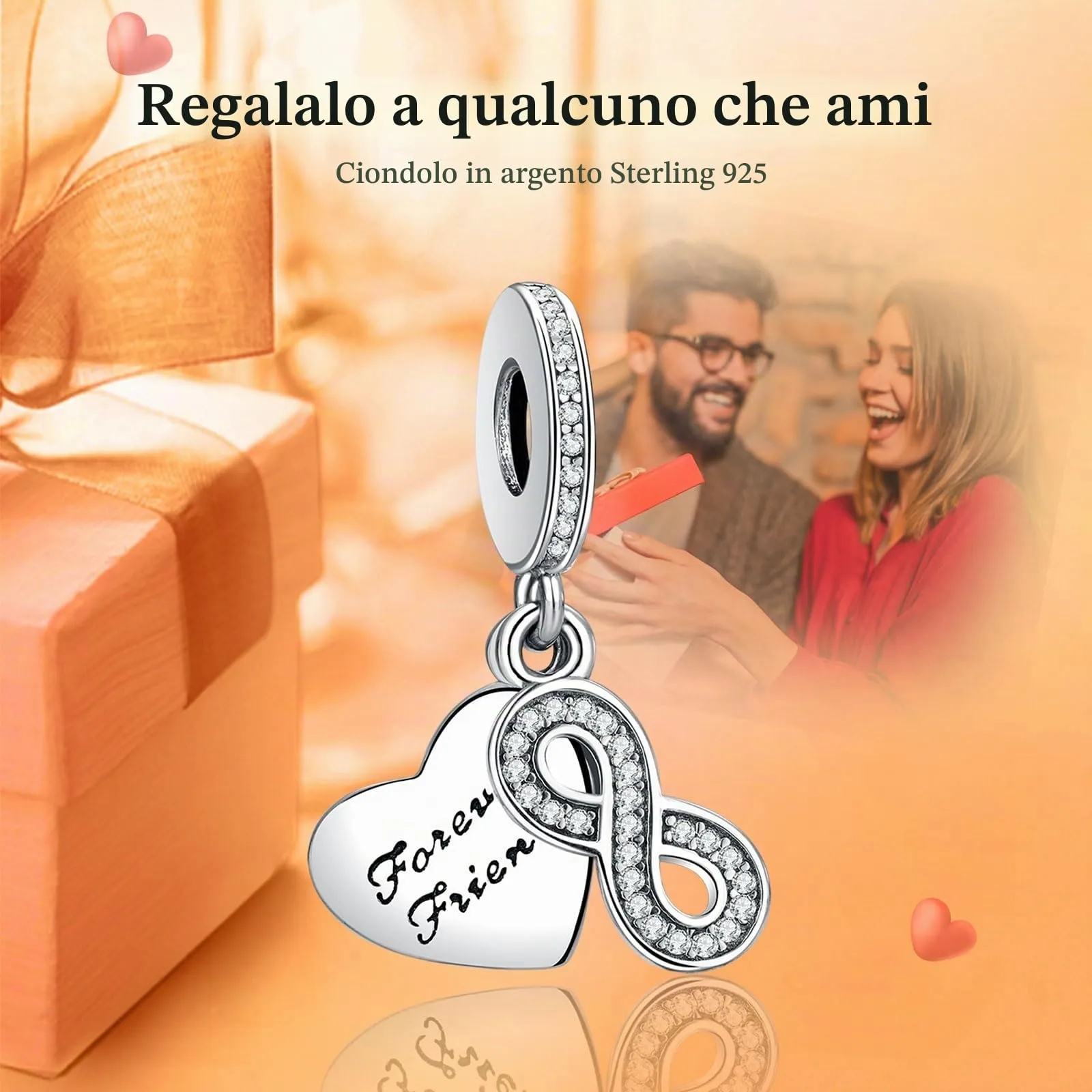 Rimgoris Argento 925 Charm per Donna Bracciali e Collana Forever Friendship - immagine 2