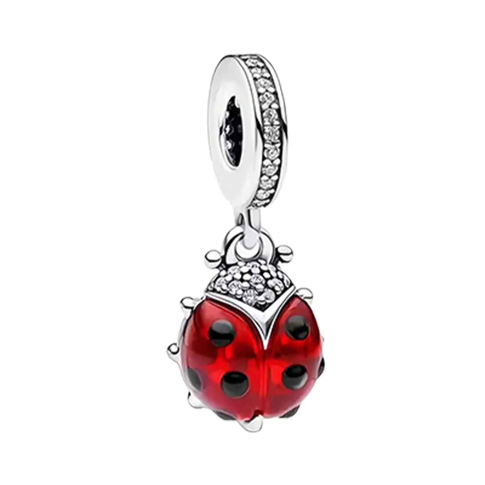 Rimgoris 925 Sterling Silver Charms for Women's Bracelets and Necklaces, Ladybug and Cat Design with Crystal, Rose Gold - immagine 1