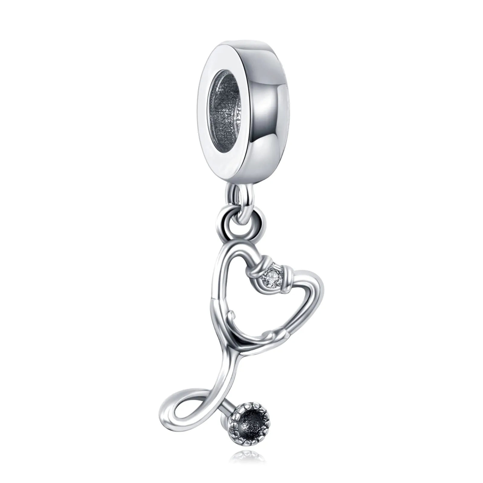 Rimgoris Ciondolo a Cuore Stetoscopio in Argento Sterling 925 per Braccialetti e Collane da Donna - immagine 1