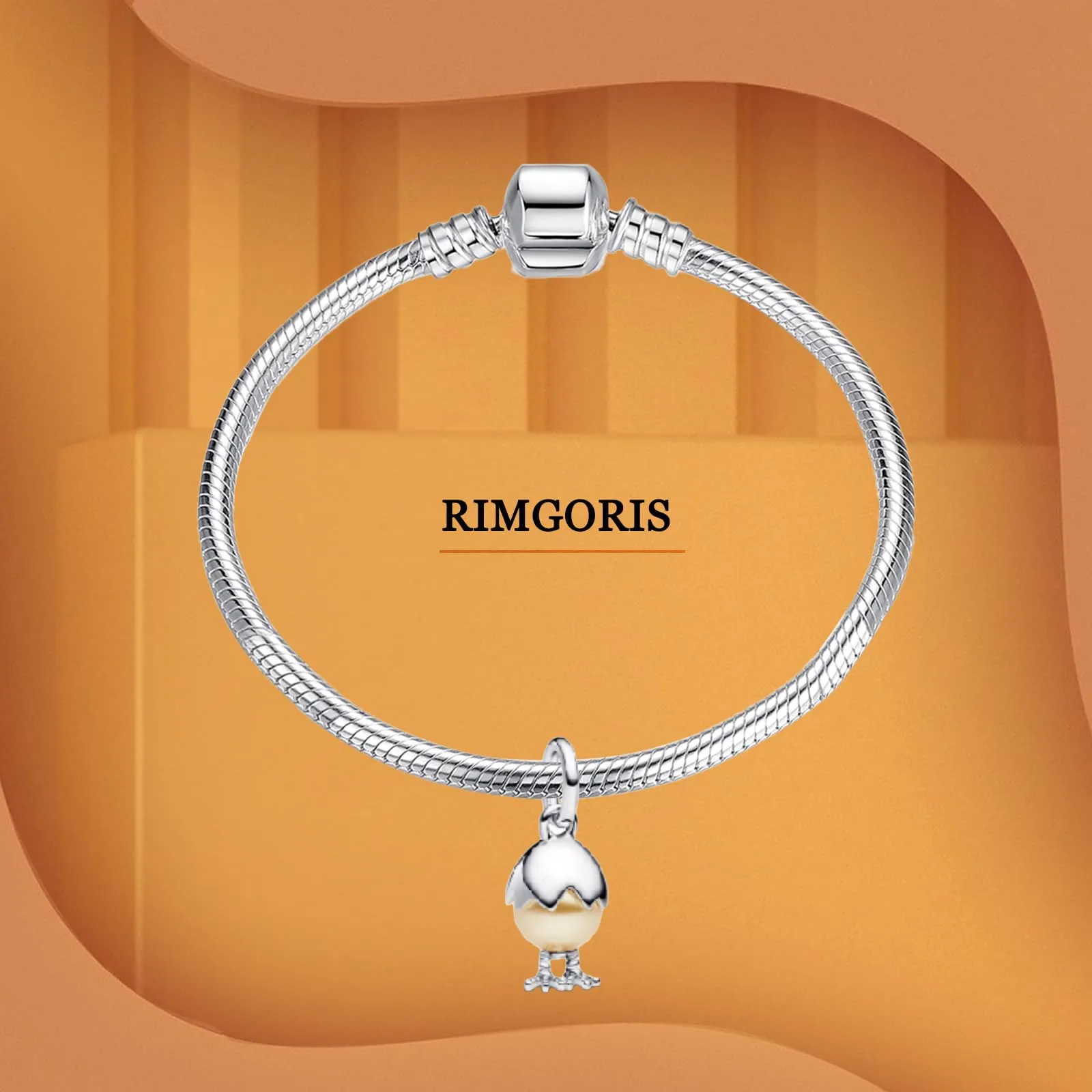 Rimgoris 925 Sterling Silver Unshelled Chicken Pendant Charm with Zirconia for Women's Bracelets and Necklaces - immagine 3