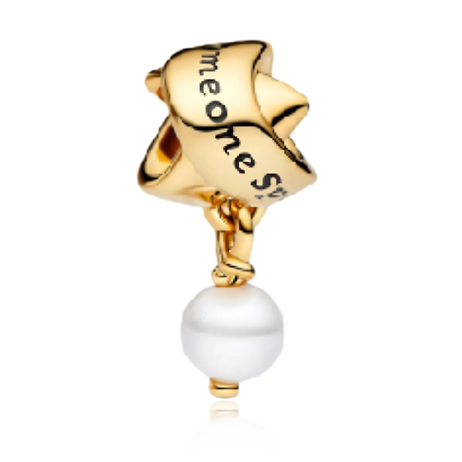 Rimgoris 925 Sterling Silver Gold Ribbon Pendant Charm with Zirconia for Bracelets and Necklaces - immagine 1