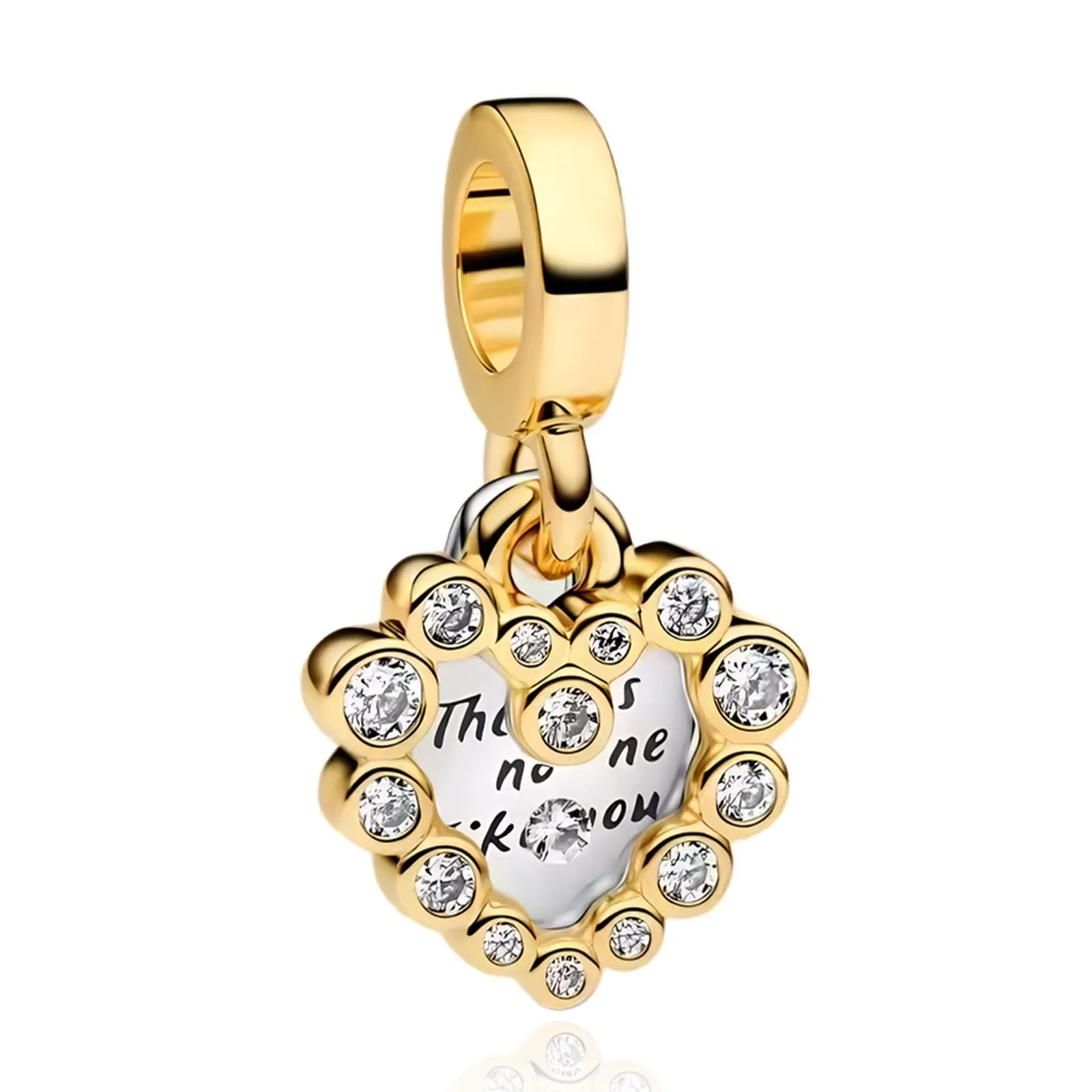 Rimgoris 925 Sterling Silver Gold Heart Pendant Charm with Zirconia for Bracelets and Necklaces - immagine 1