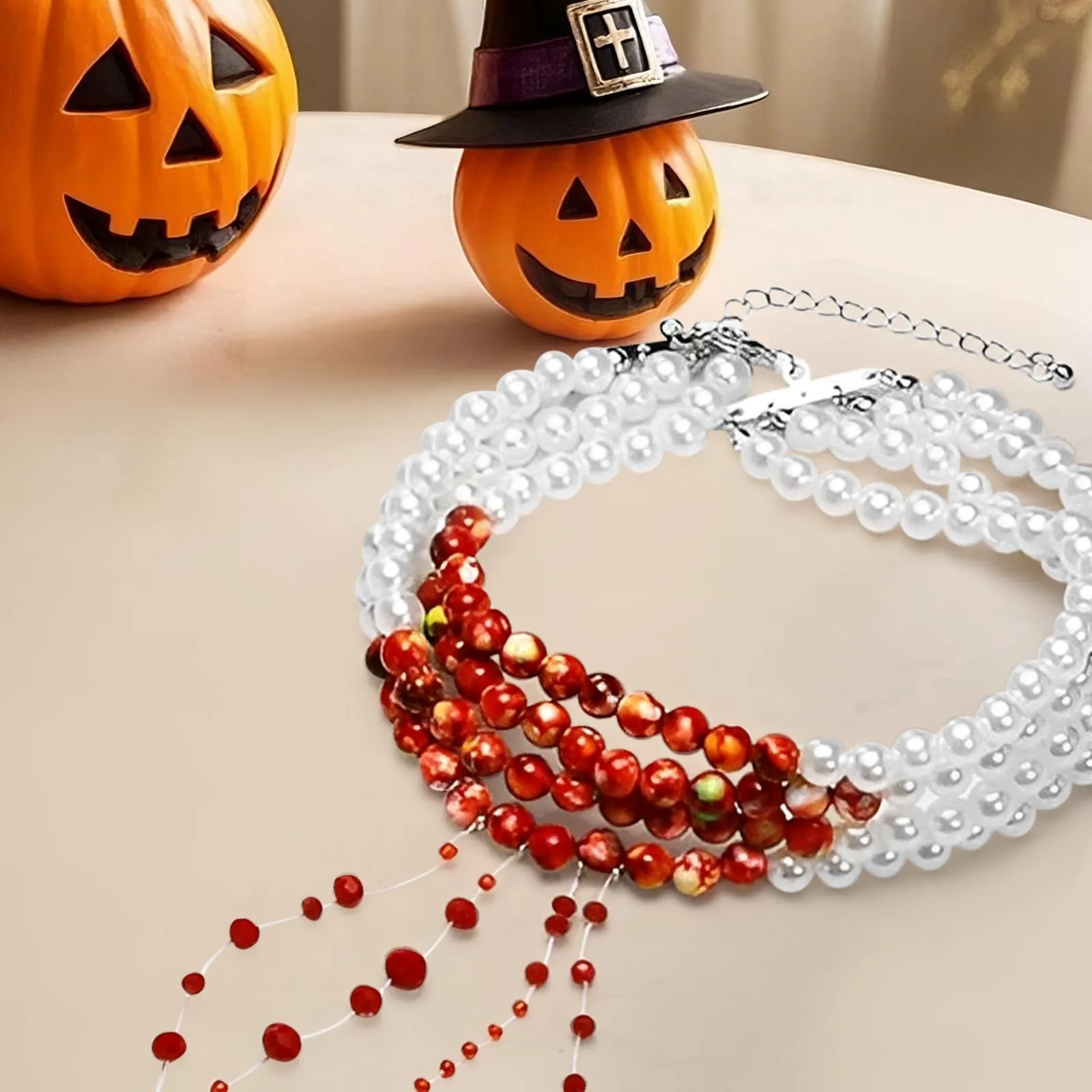 WEINIBAO Collana Perle Sangue per Halloween e Carnevale - immagine 3