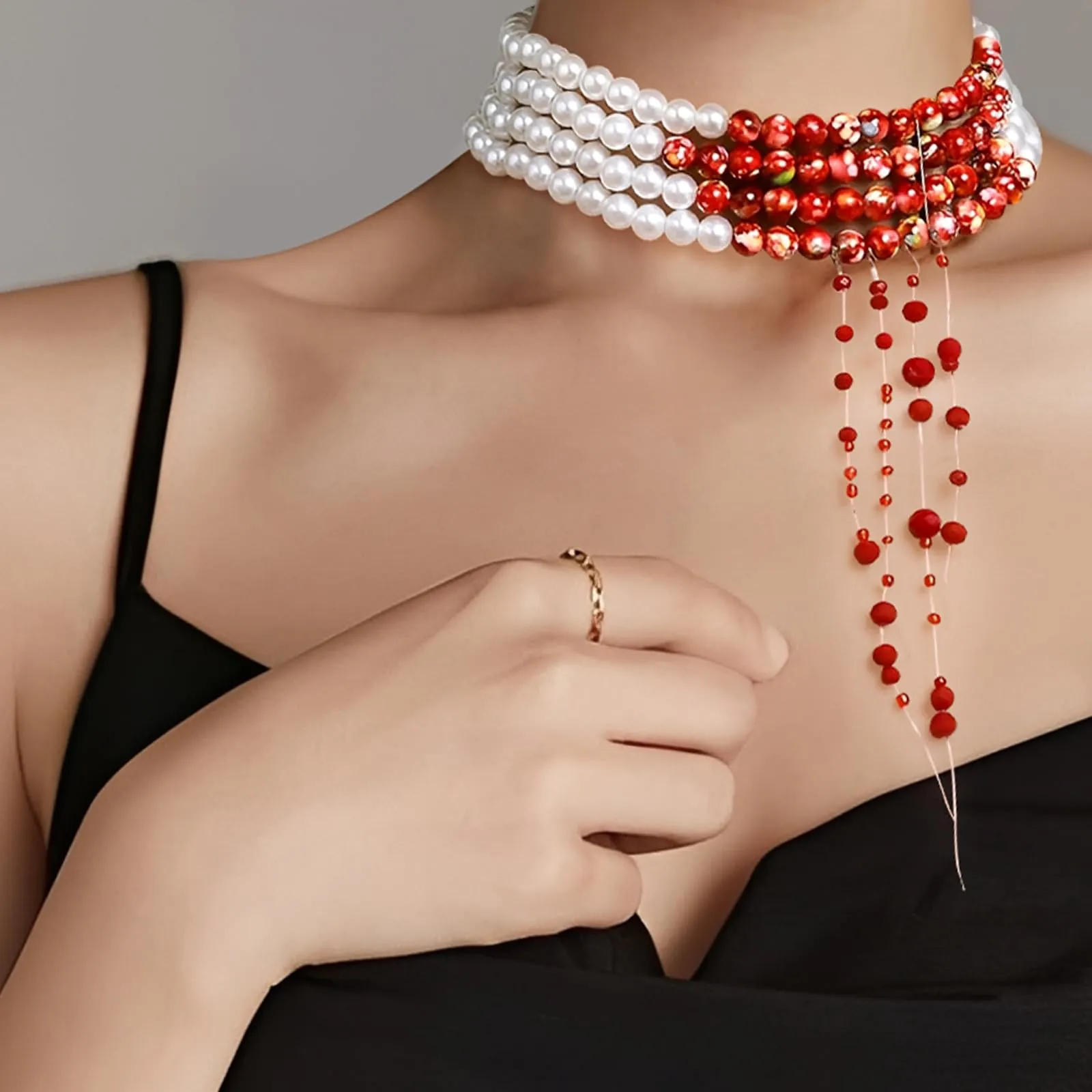 WEINIBAO Collana Perle Sangue per Halloween e Carnevale - immagine 4